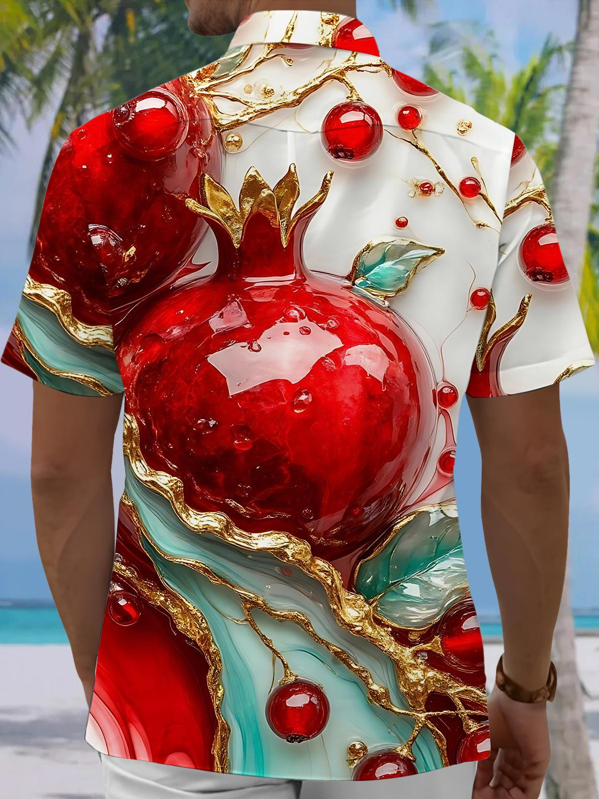 Pomegranate Art Print Men's Pocket Short Sleeve Shirts