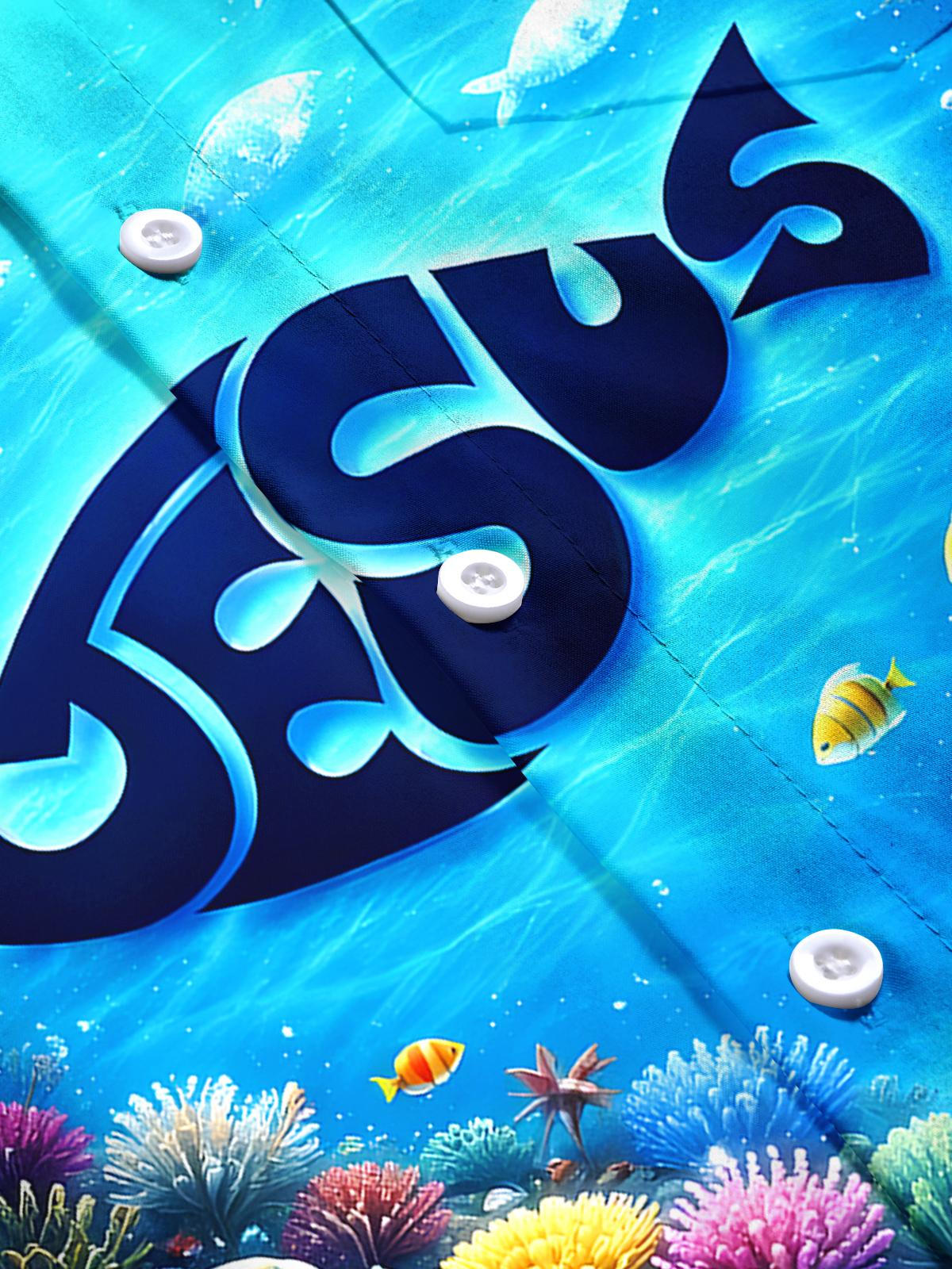 Jesus Fish Men's Pocket Short Sleeve Shirts