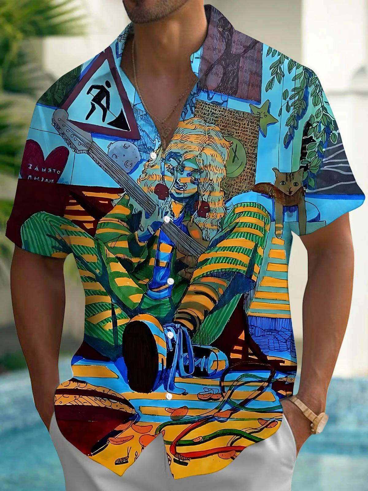 Art Print Men's Pocket Short Sleeve Shirts