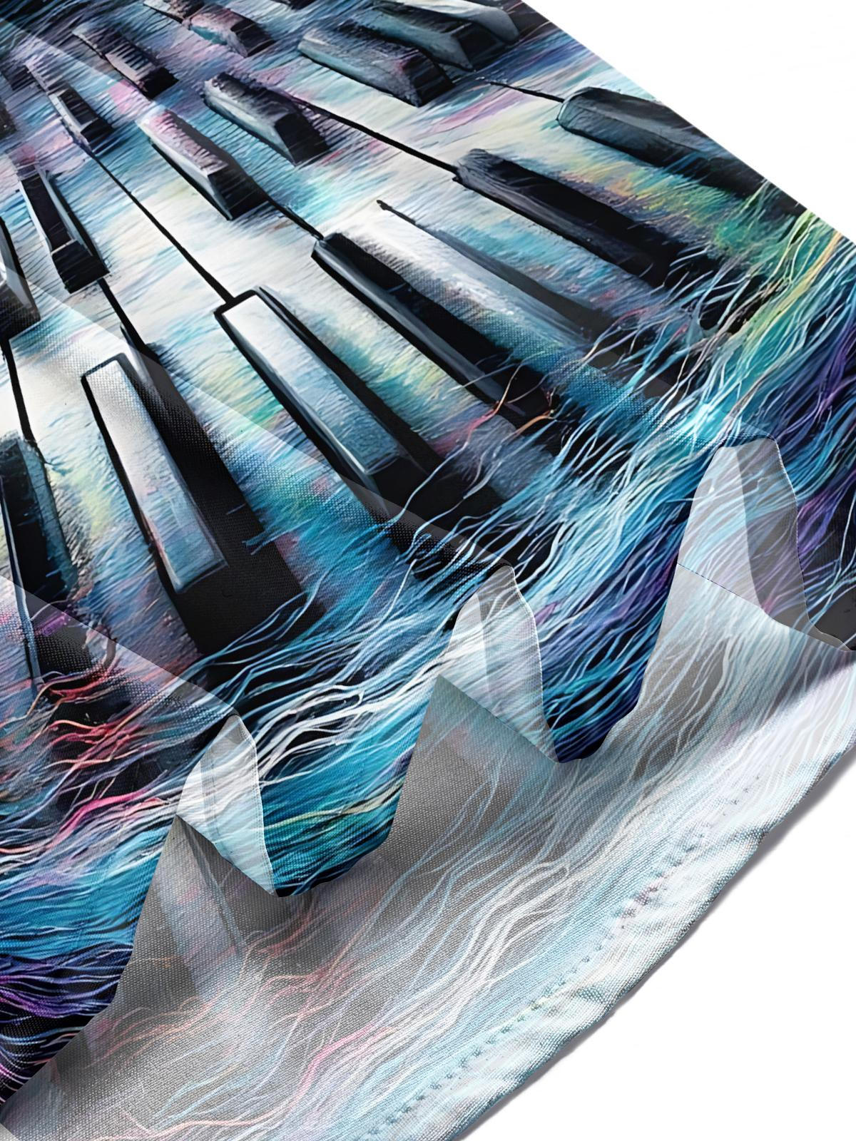 Piano Architecture Note Print Men's Pocket Short Sleeve Shirts