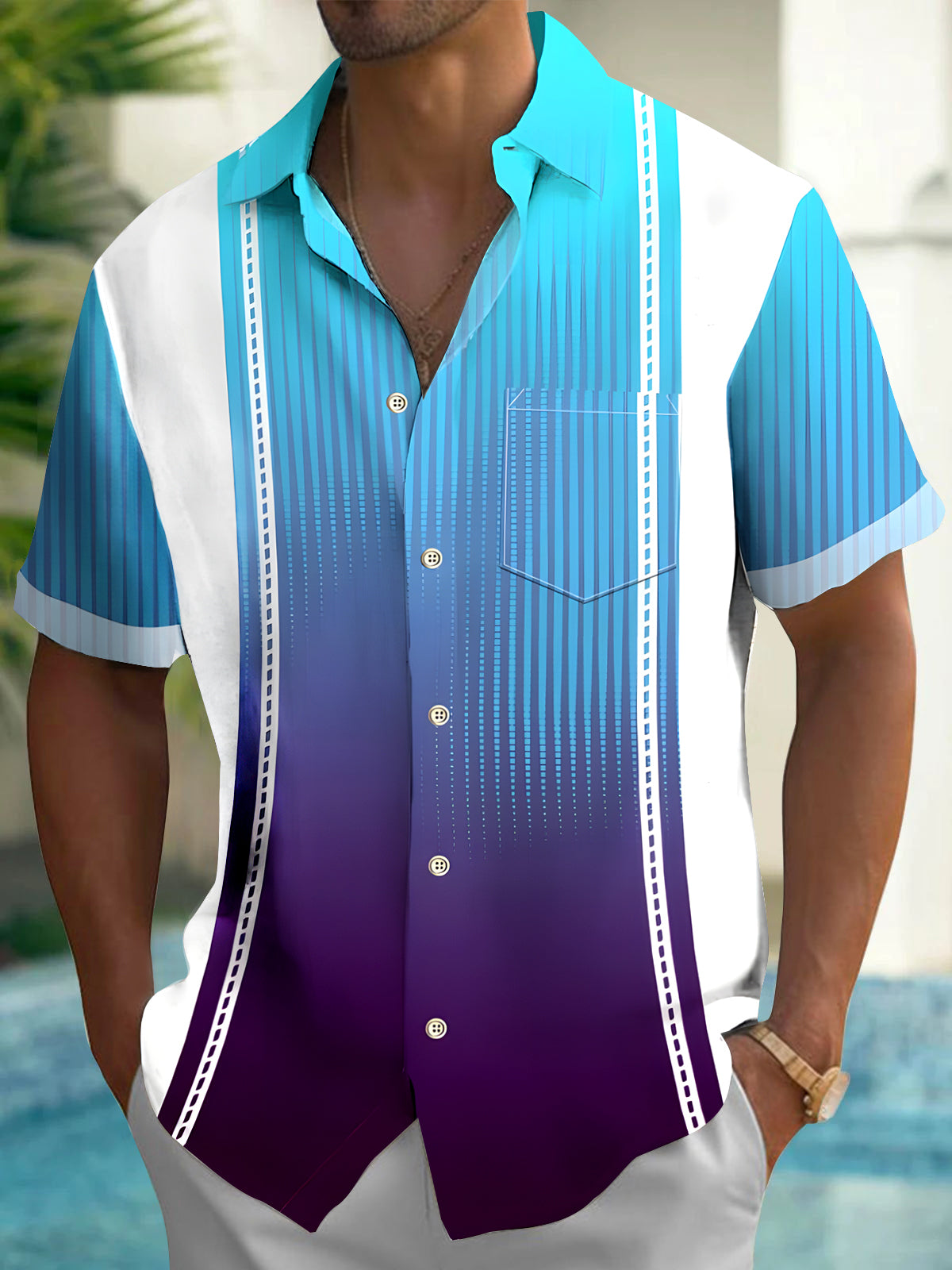 Geometry Men's Pocket Short Sleeve Shirts