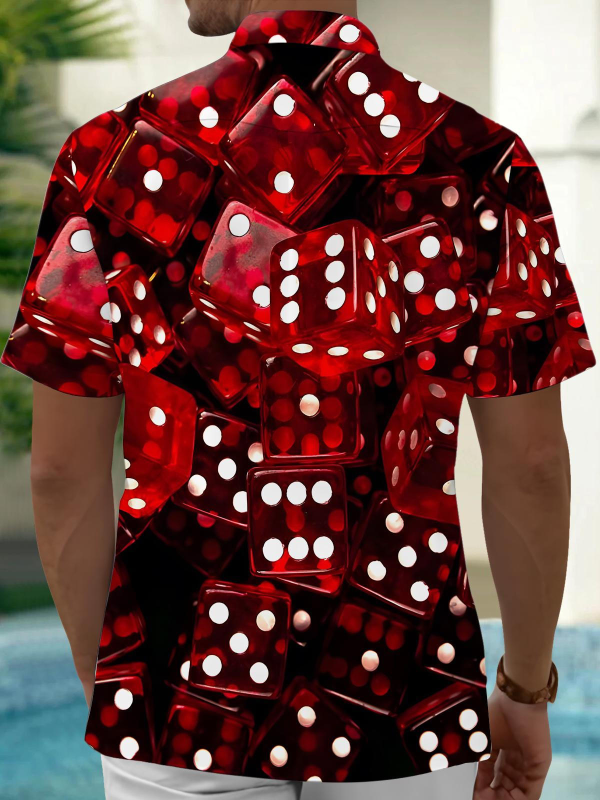 Dice Print Men's Pocket Short Sleeve Shirts