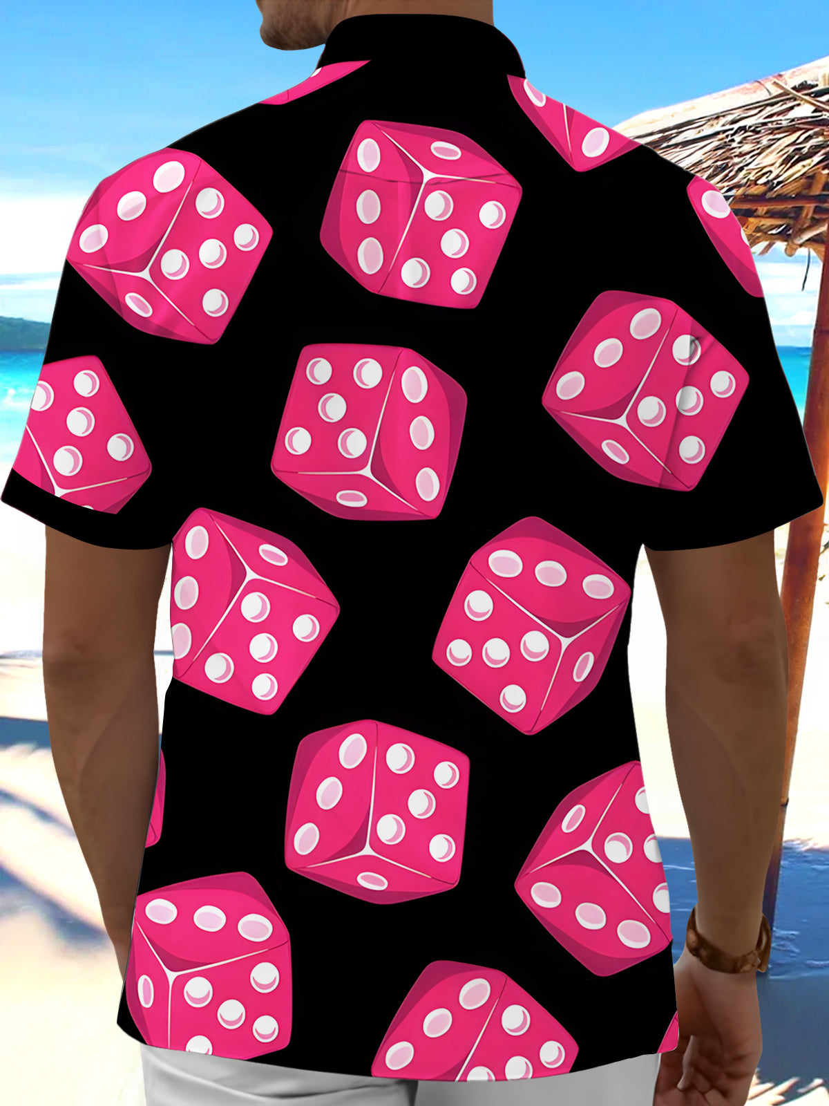 Dice Print Men's Pocket Short Sleeve Shirts