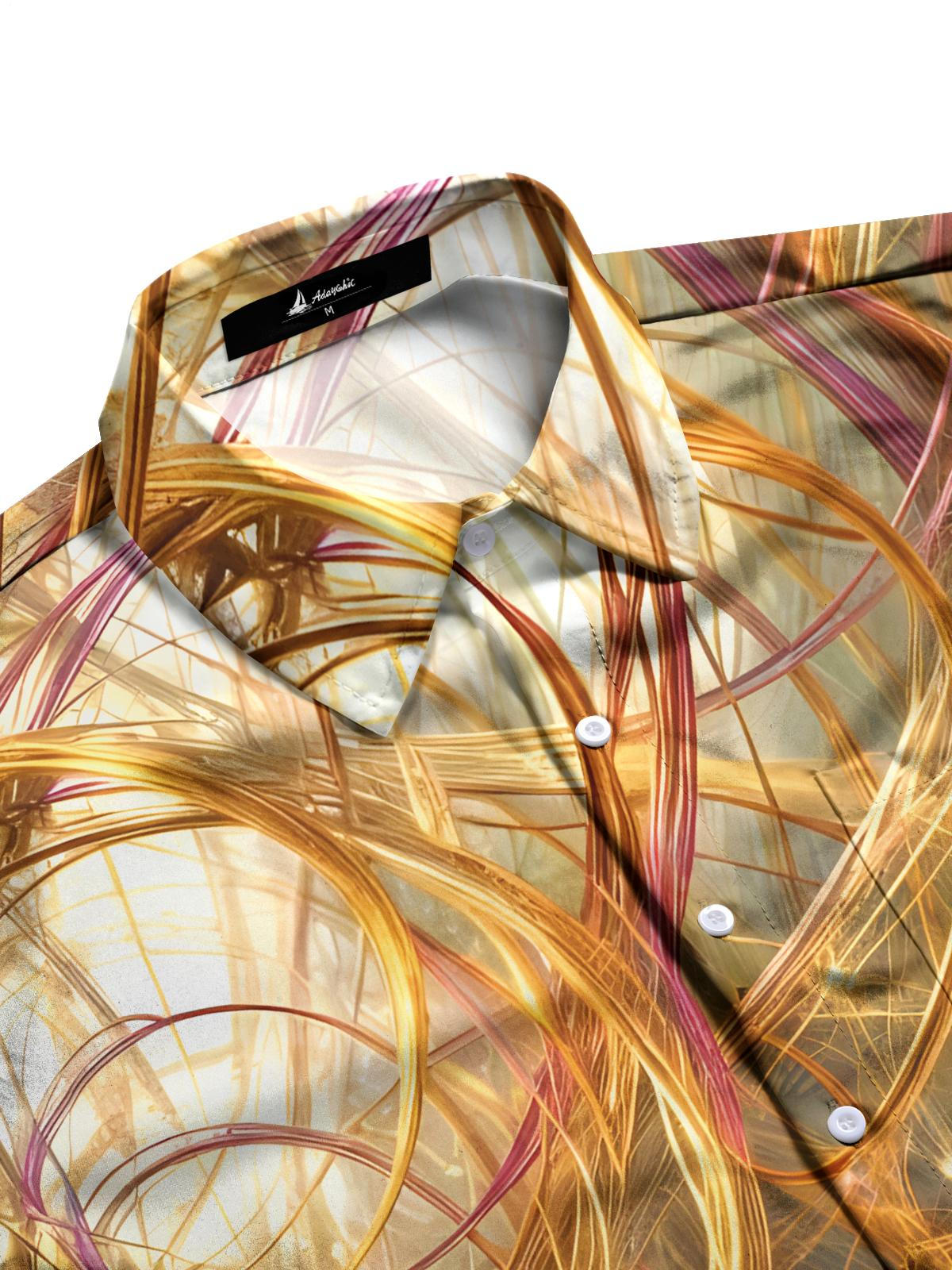 Abstract Line Print Men's Pocket Short Sleeve Shirts