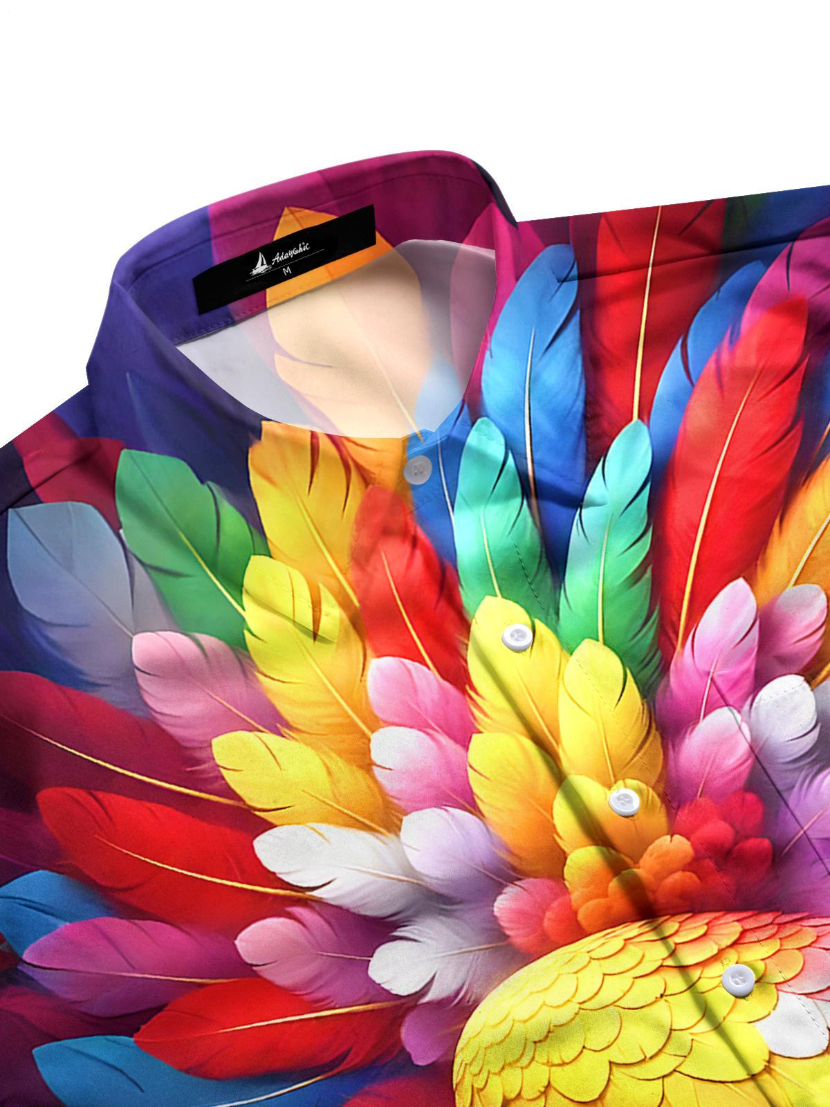 Parrot Feather Men's Pocket Short Sleeve Shirts