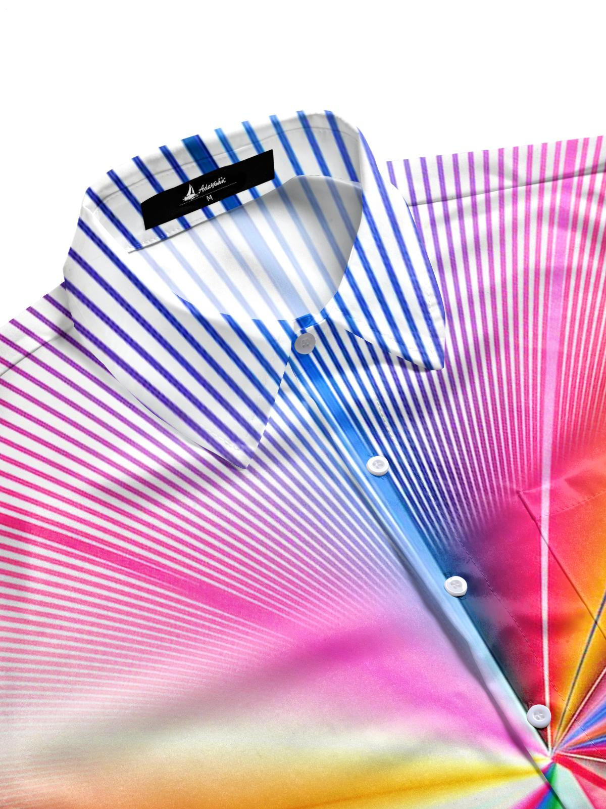 Tie Dye Geometry Men's Pocket Short Sleeve Shirts