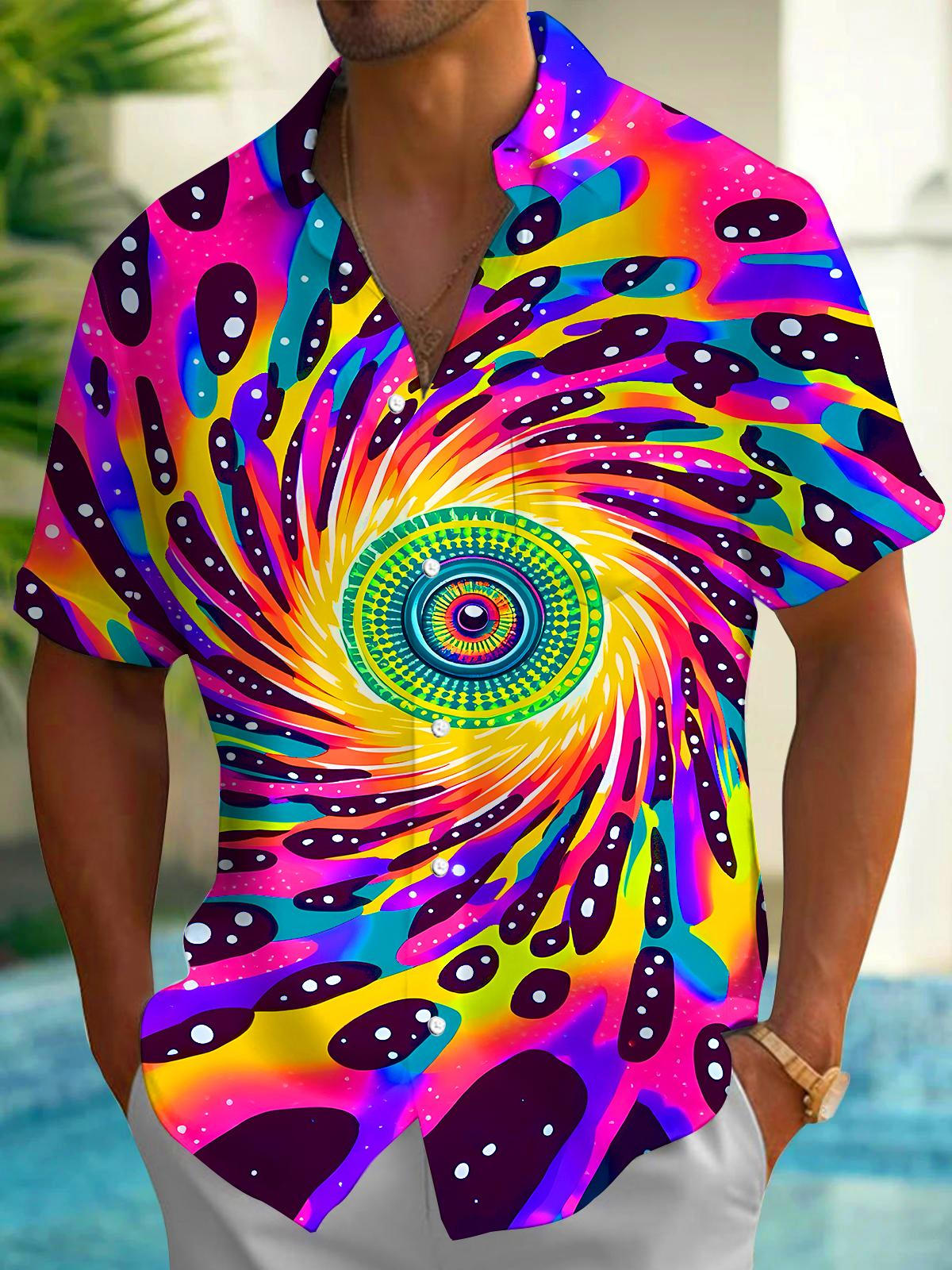 Abstract Eyes Men's Pocket Short Sleeve Shirts