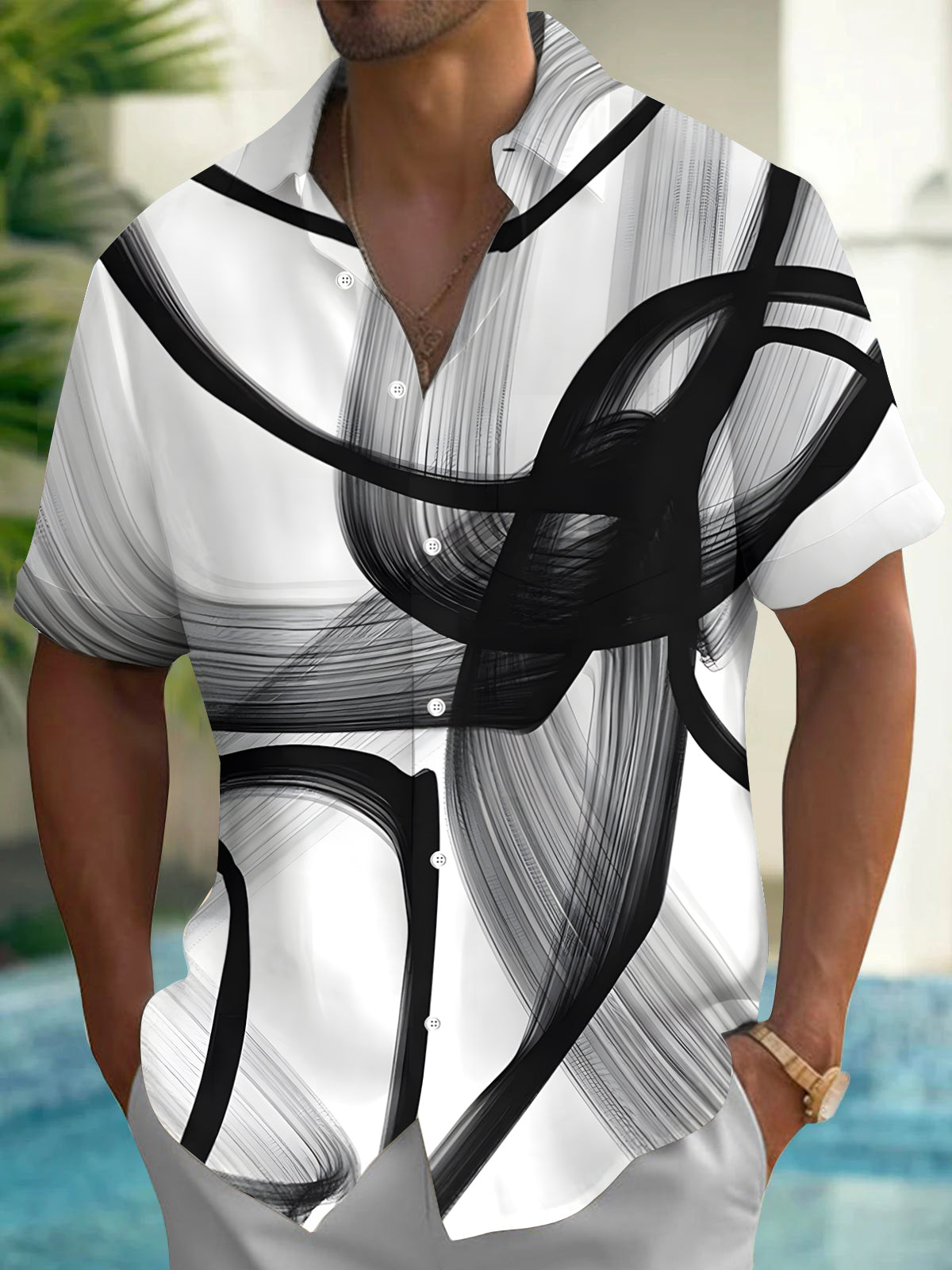 Abstract Men's Pocket Short Sleeve Shirts