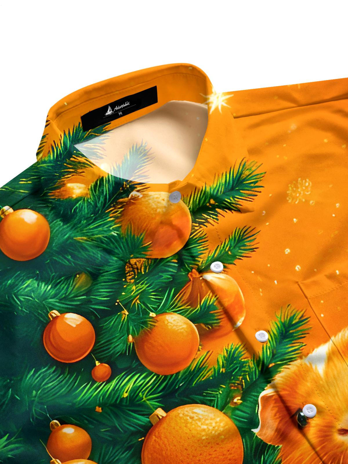 Fun Orange Guinea Pig Men's Pocket Short Sleeve Shirts