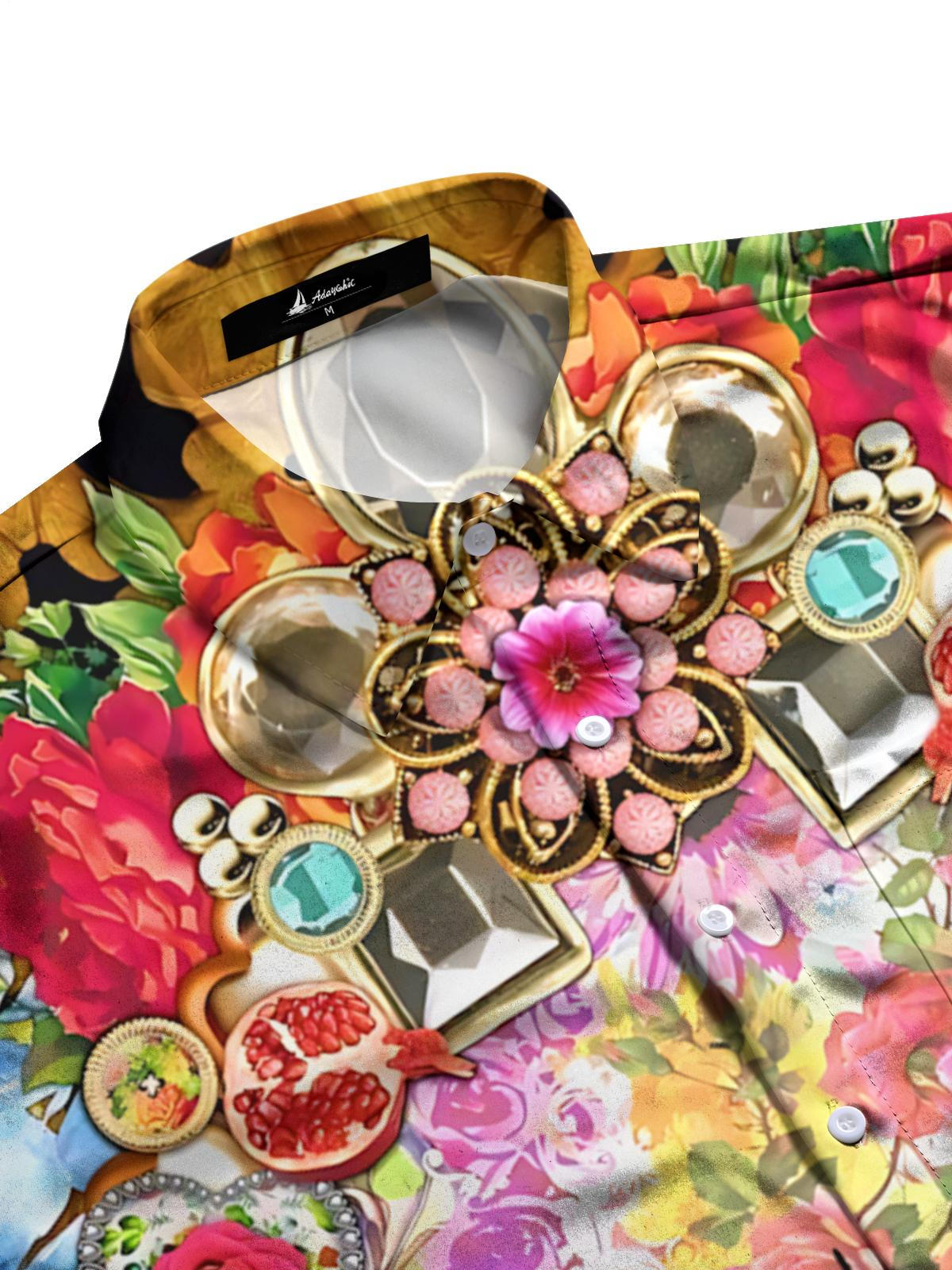 Butterfly Print Men's Pocket Long Sleeve Shirts