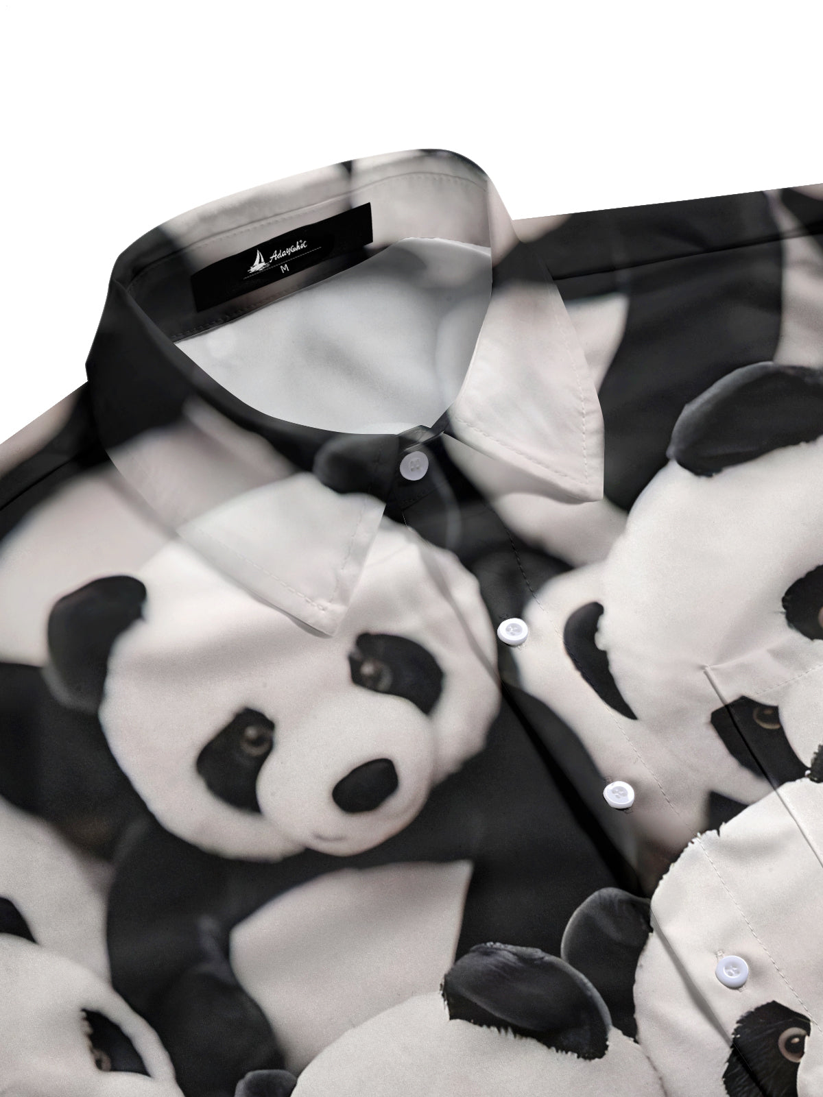 Panda Print Men's Pocket Short Sleeve Shirts