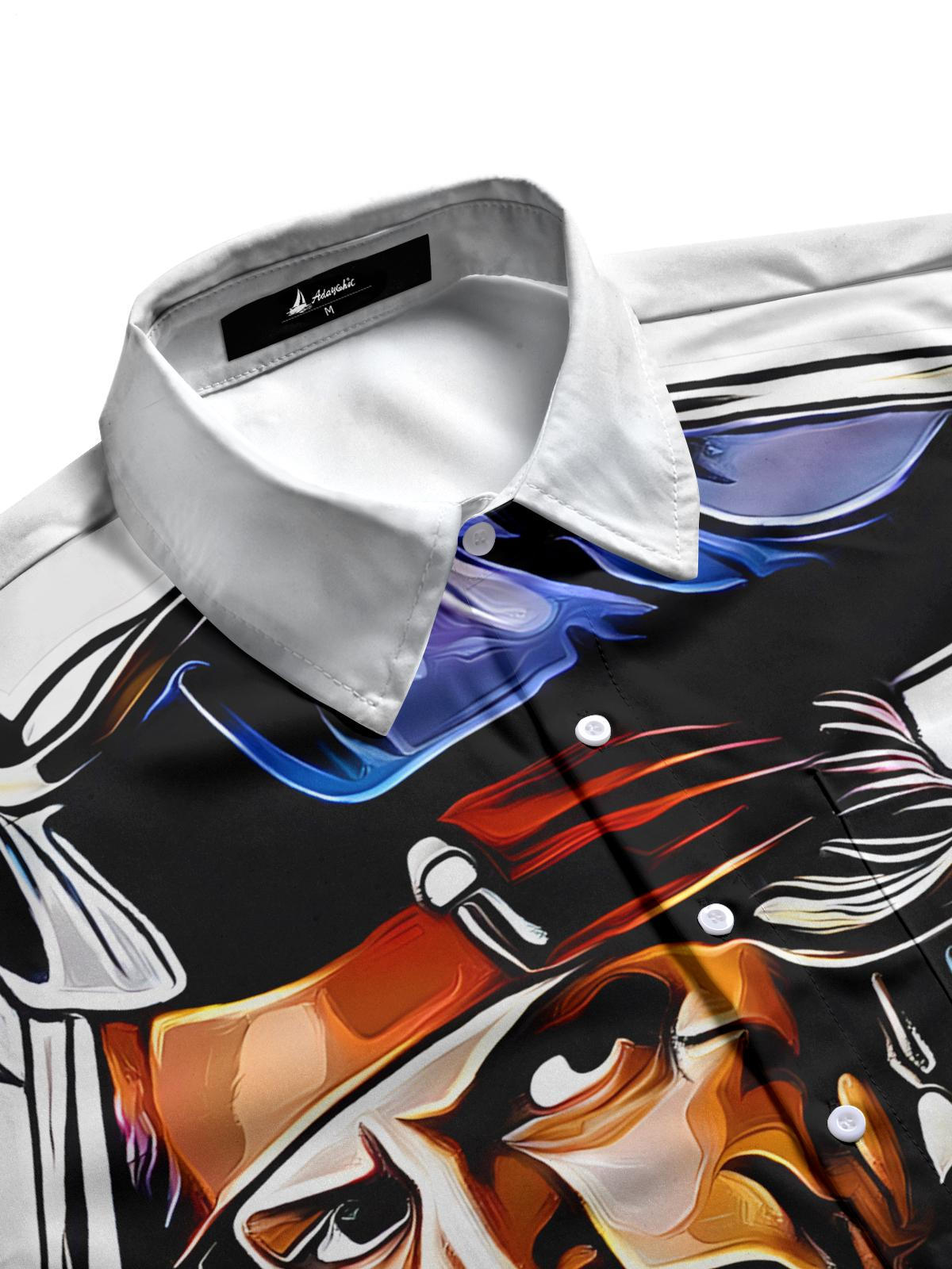 Pirate Ship Print Men's Pocket Short Sleeve Shirts