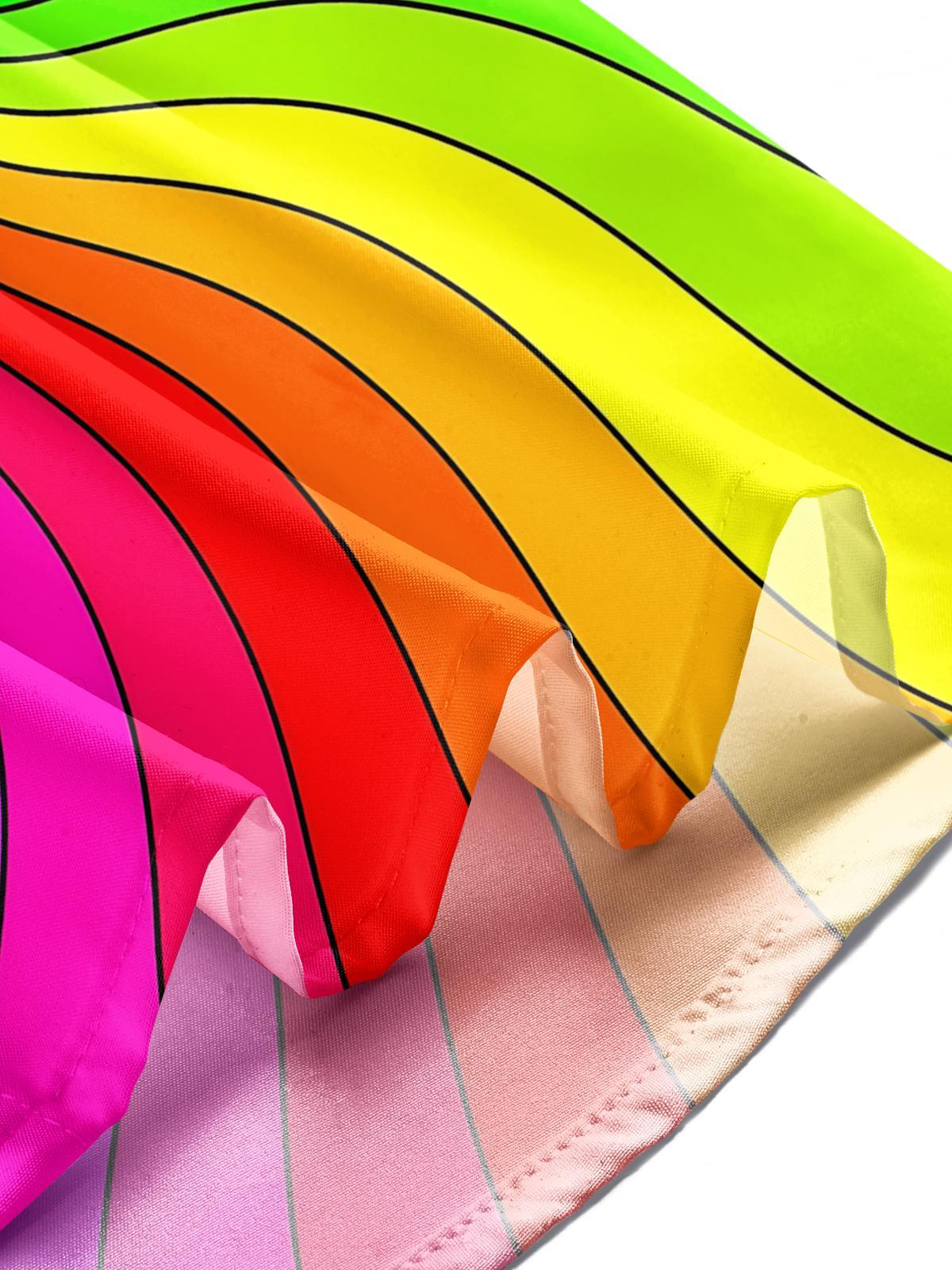 Rainbow Line Print Men's Pocket Short Sleeve Shirts