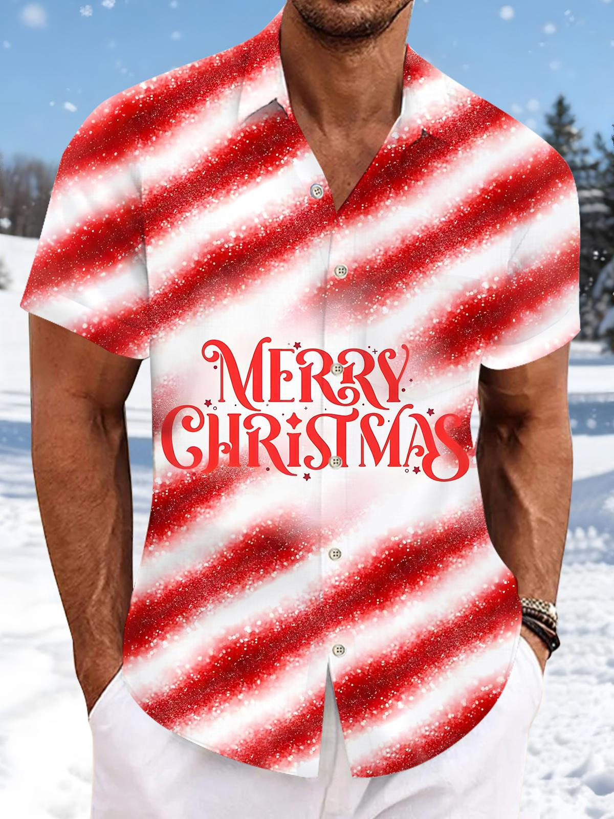 Merry Christmas Men's Pocket Short Sleeve Shirts