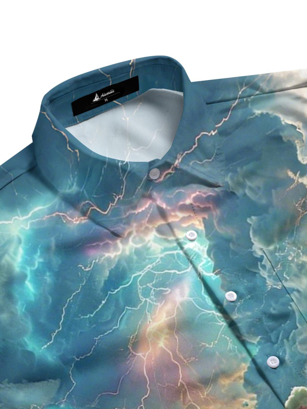 Ocean Train Print Men's Pocket Short Sleeve Shirts