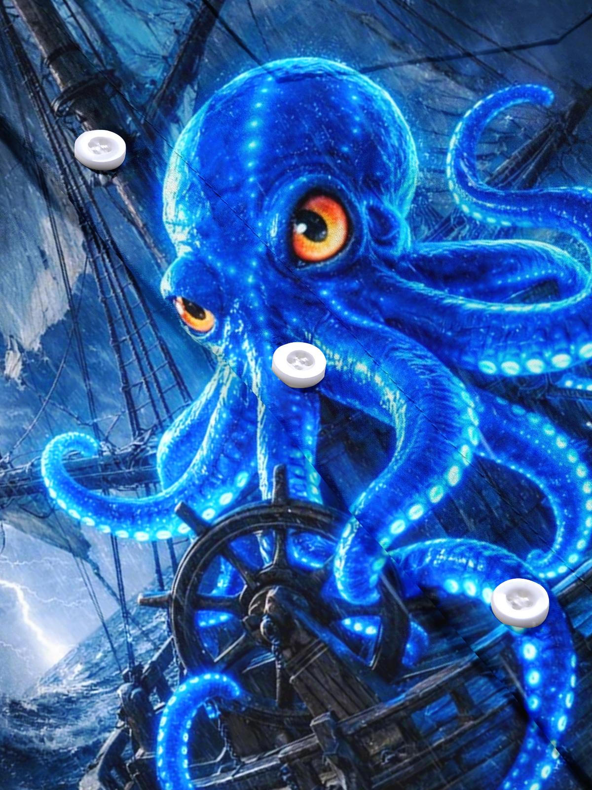 Octopus Print Men's Pocket Short Sleeve Shirts