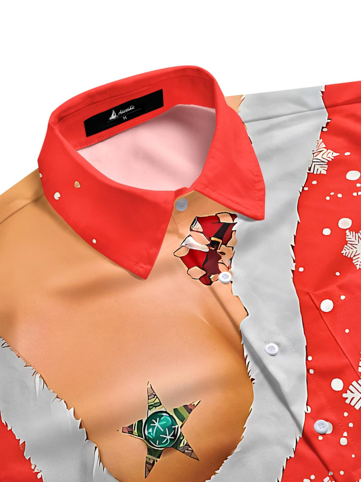 Funny Christmas Print Men's Pocket Short Sleeve Shirts