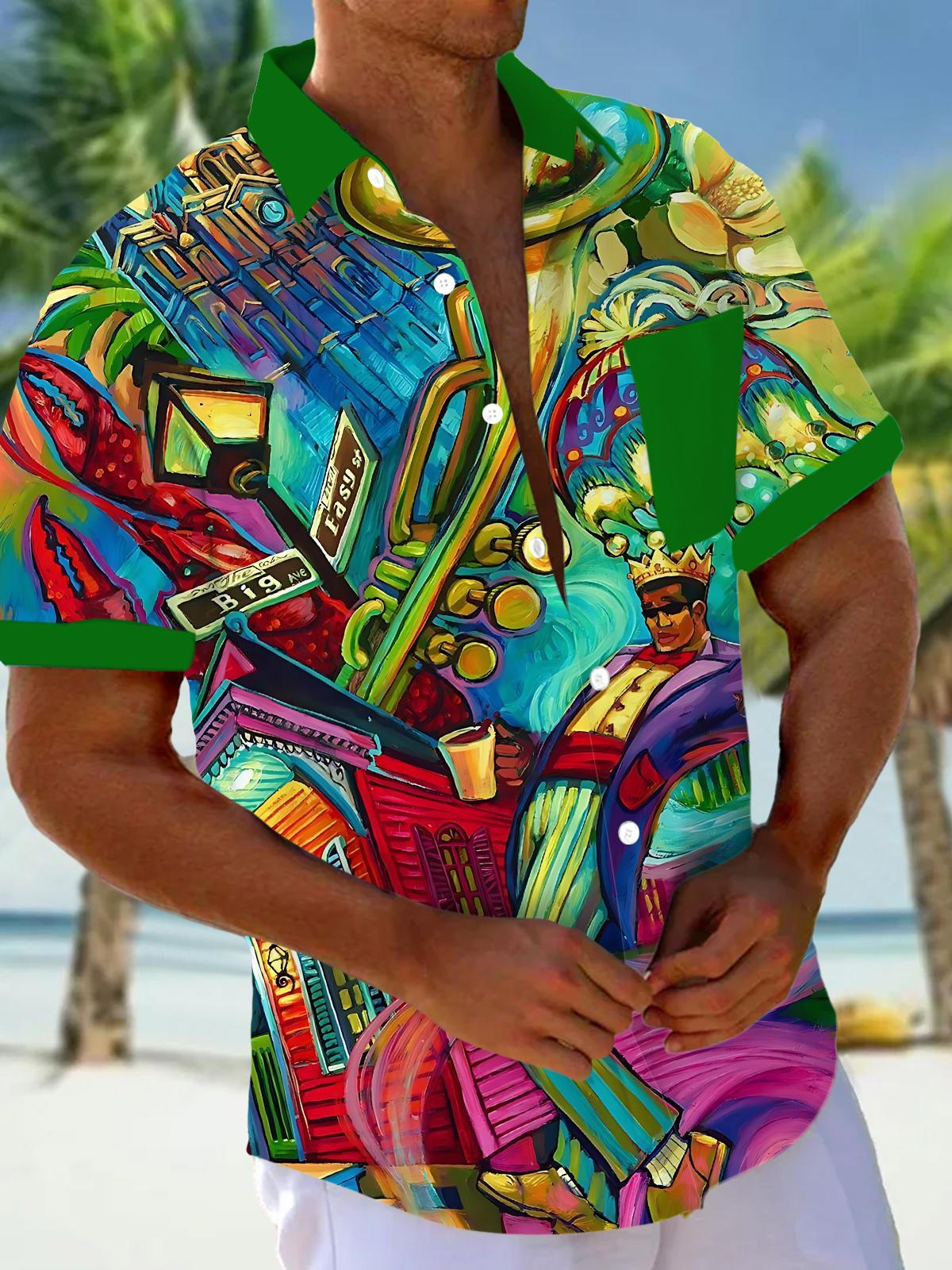 Mardi Gras Art Print Men's Pocket Short Sleeve Shirts