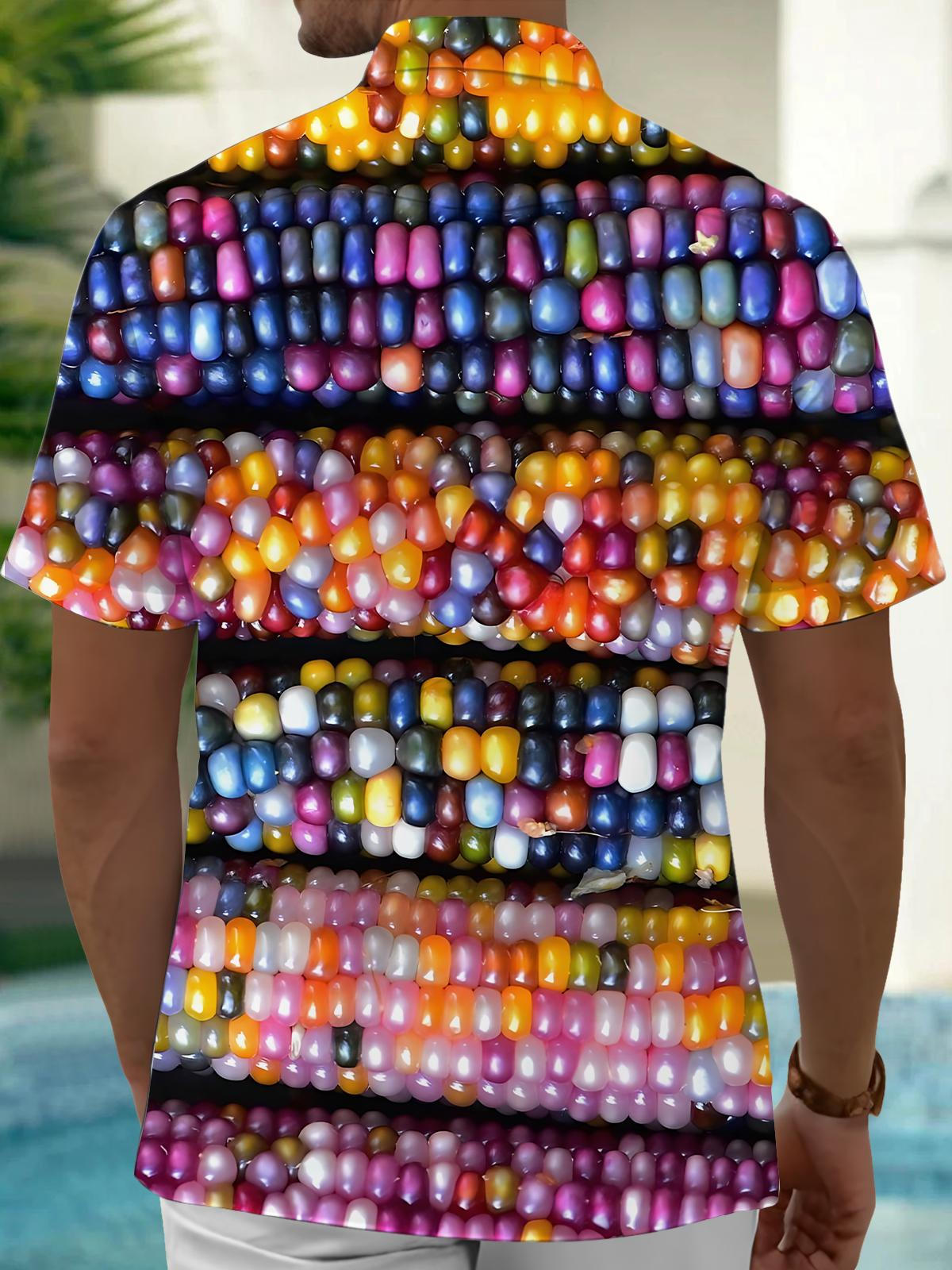 Corn Print Men's Pocket Short Sleeve Shirts