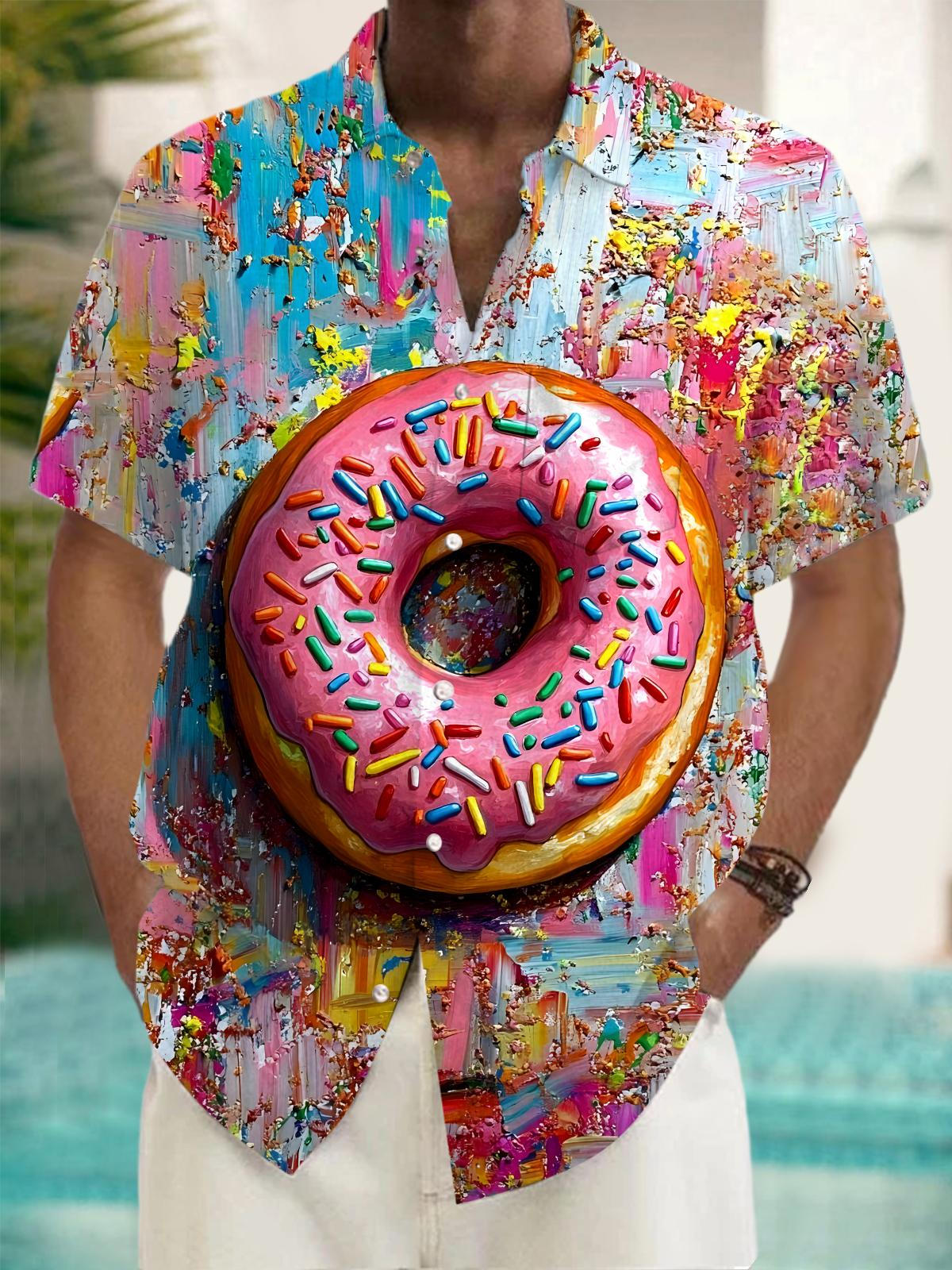 Donut Men's Pocket Short Sleeve Shirts