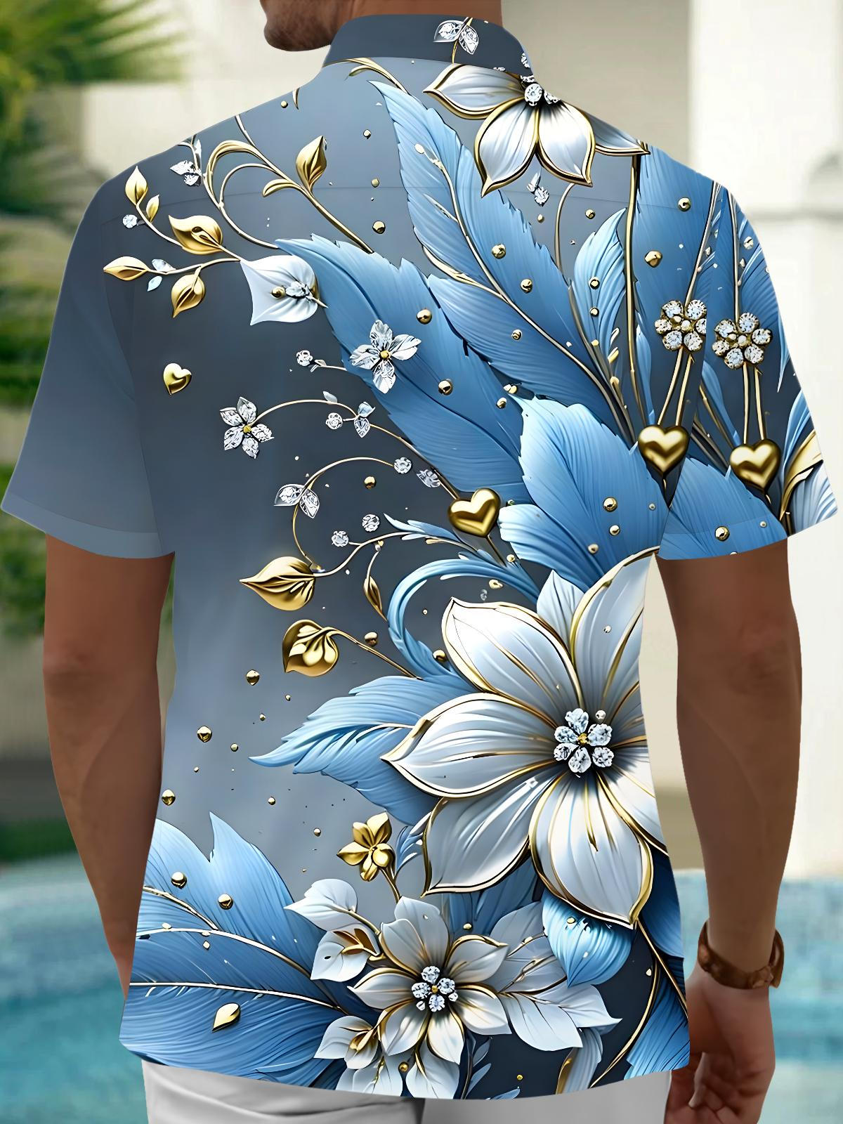 Floral Men's Pocket Short Sleeve Shirts