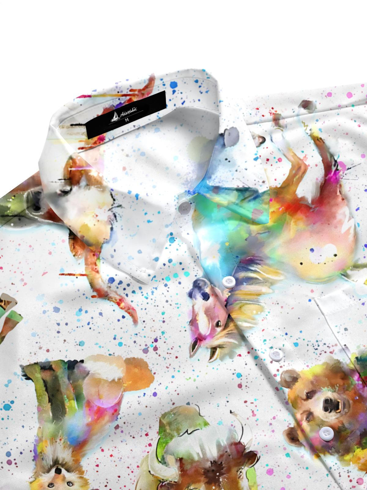 Animal Print Men's Pocket Short Sleeve Shirts