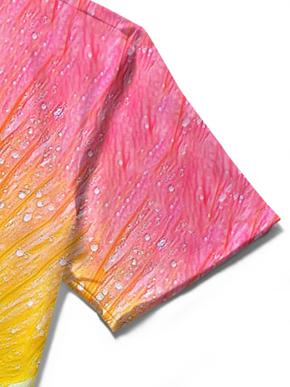 Flower Print Men's Pocket Short Sleeve Shirts