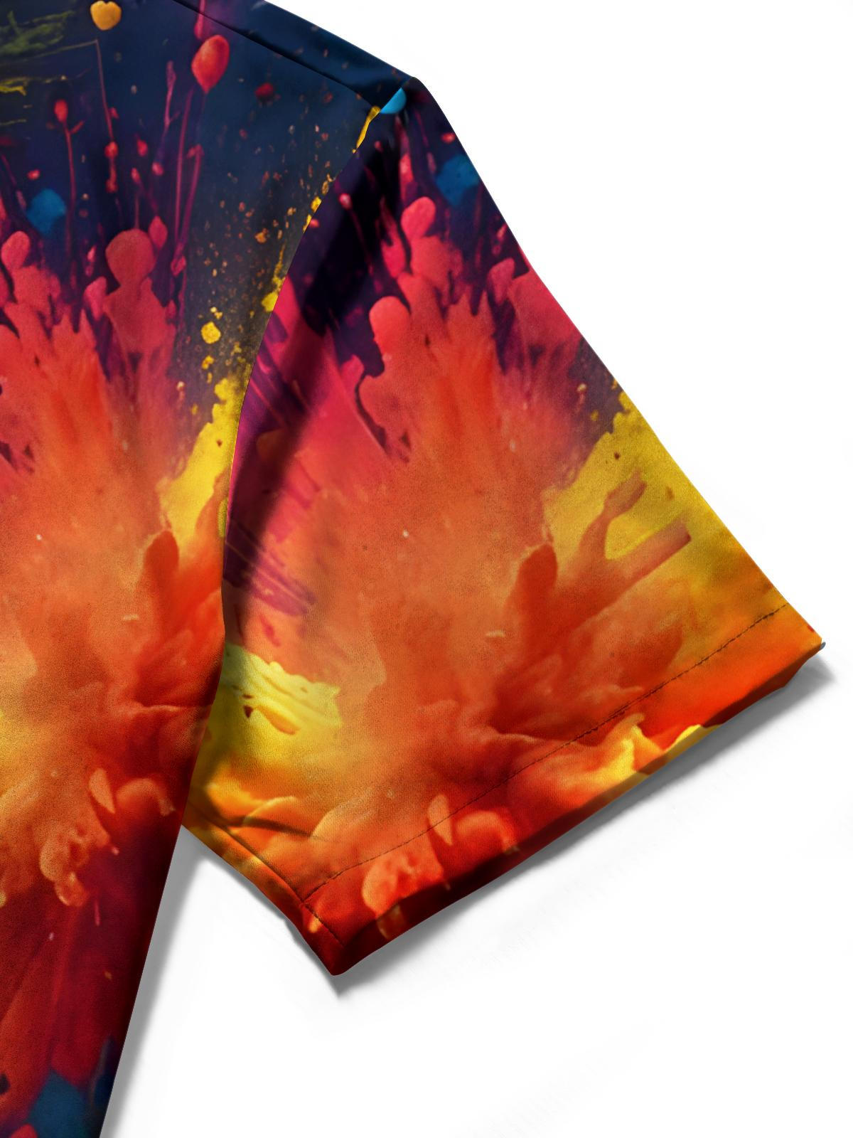 Hawaiian Splash Print Men's Pocket Short Sleeve Shirts