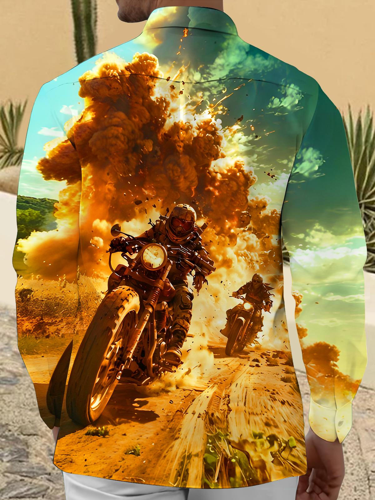 Motorcycle Racing Storm Cloud Men's Pocket Long Sleeve Shirts