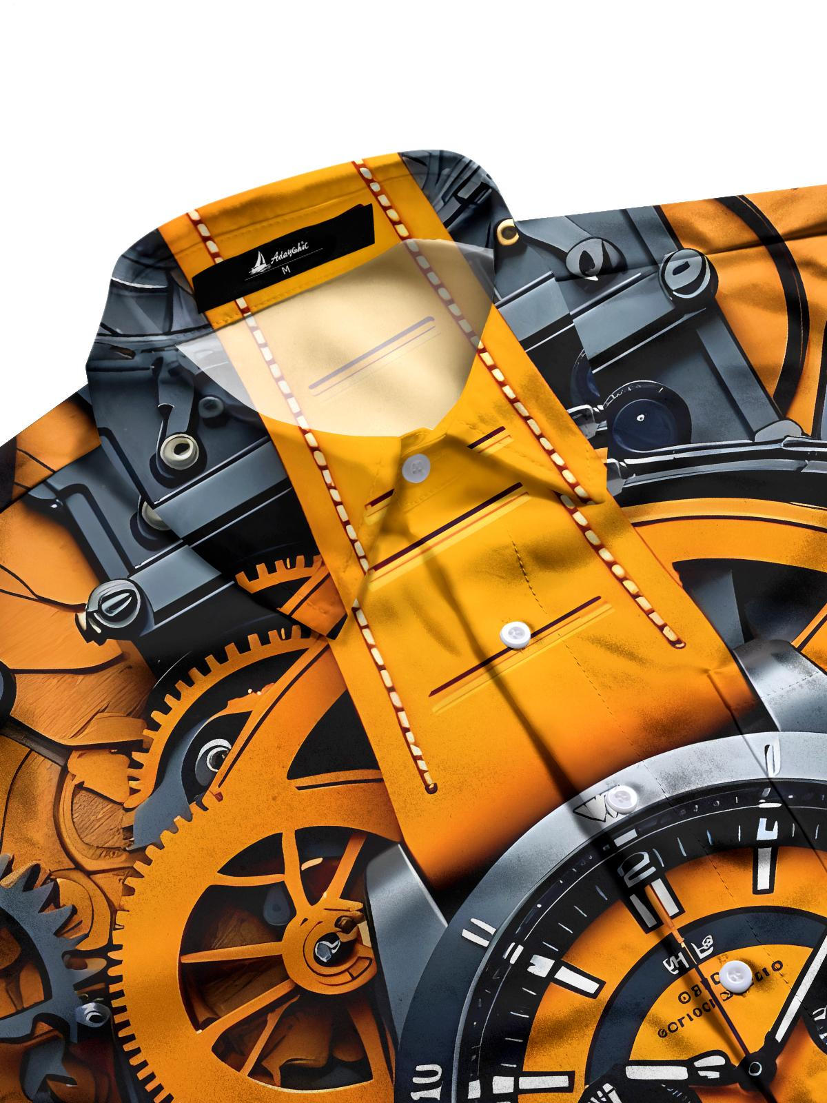 Watch Gear Wheel Men's Pocket Short Sleeve Shirts