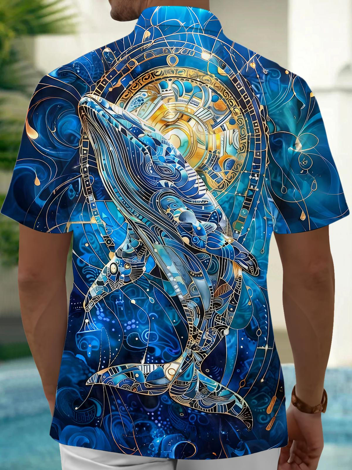 Hawaiian Whale Men's Pocket Short Sleeve Shirts