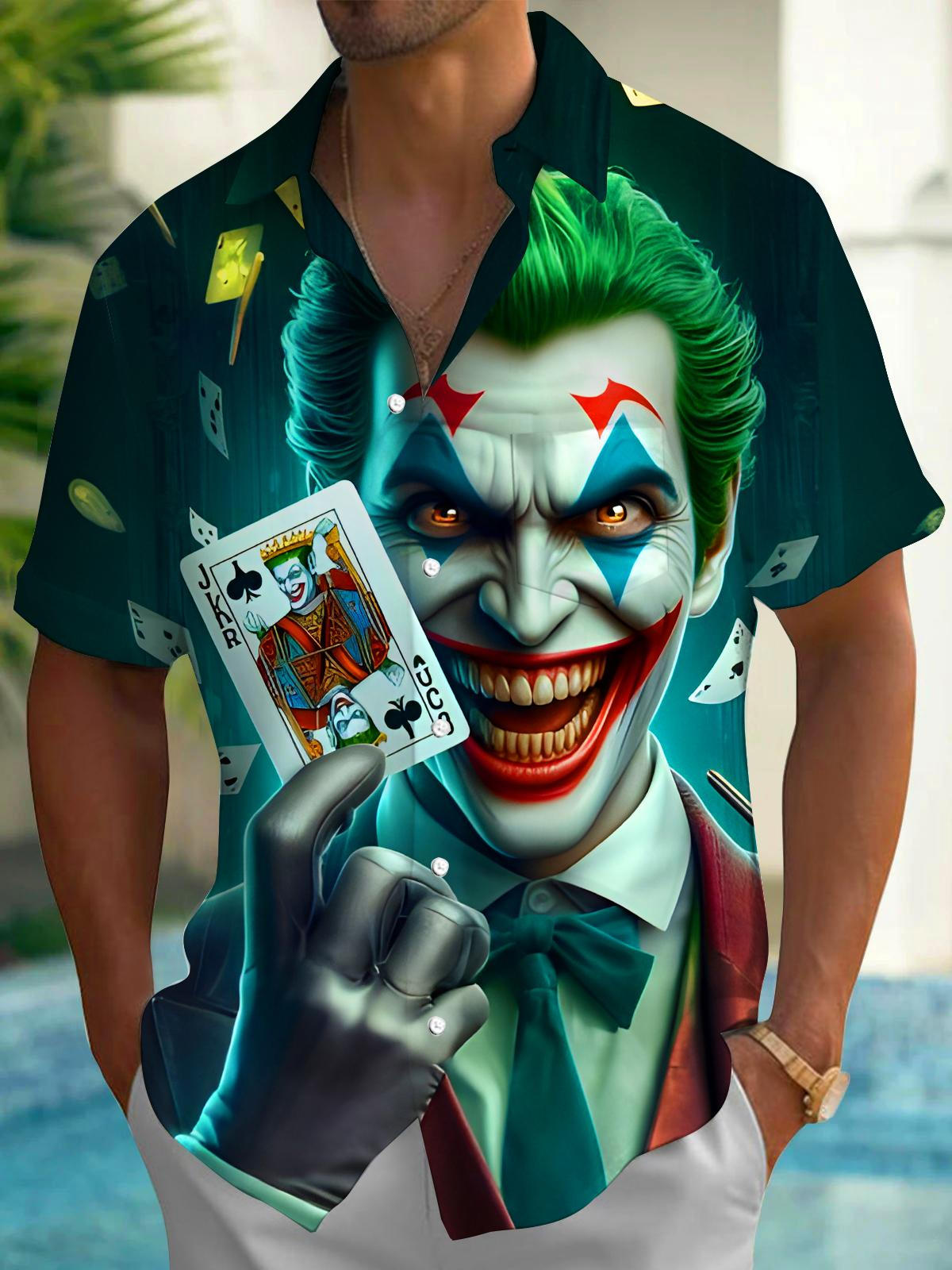 Funny Joker Poker Men's Pocket Short Sleeve Shirts