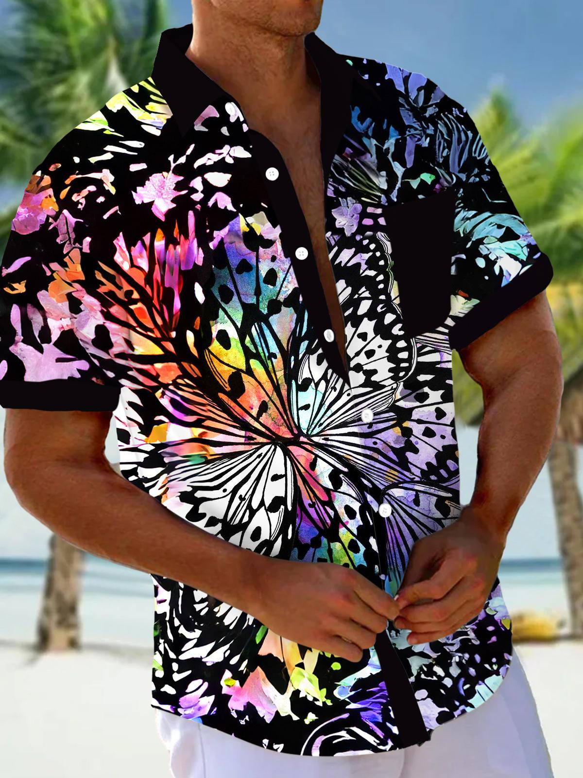 Butterfly Men's Pocket Short Sleeve Shirts
