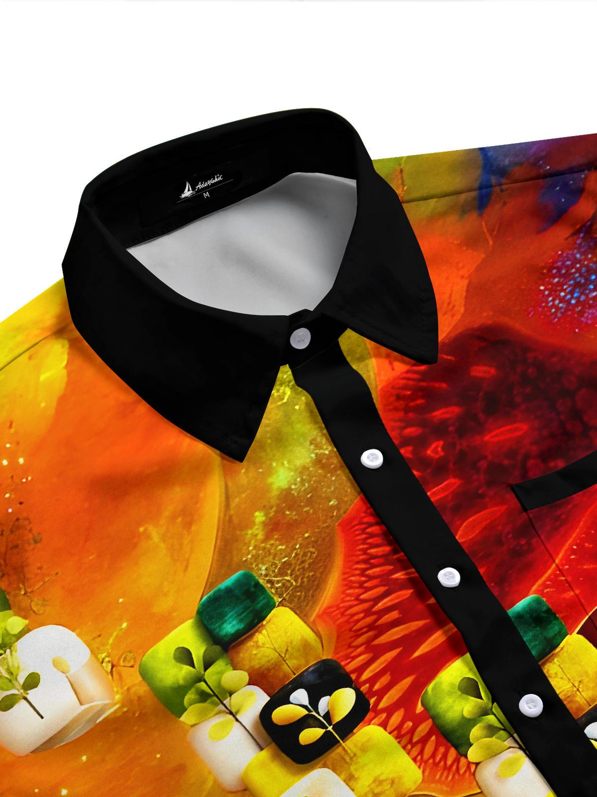 Art Abstract Patterns Men's Pocket Long Sleeve Shirts