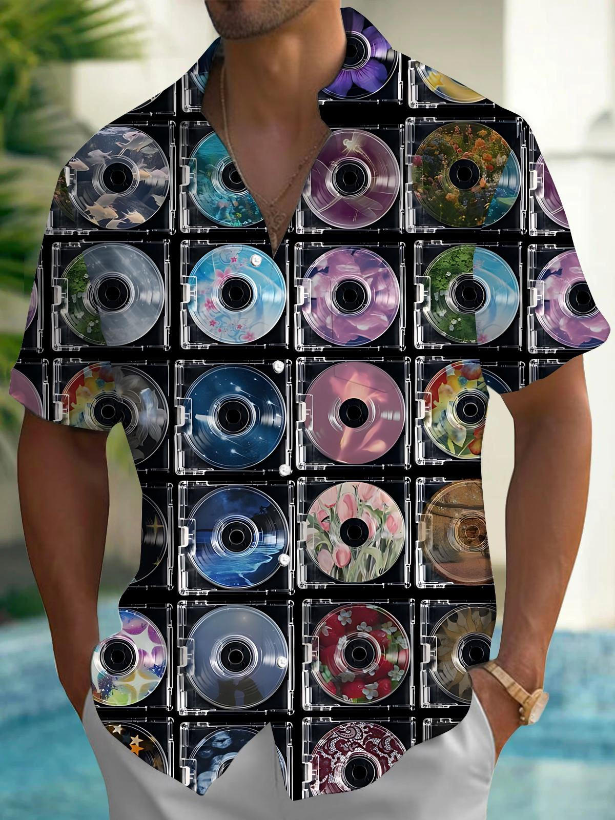 CD Print Men's Pocket Short Sleeve Shirts