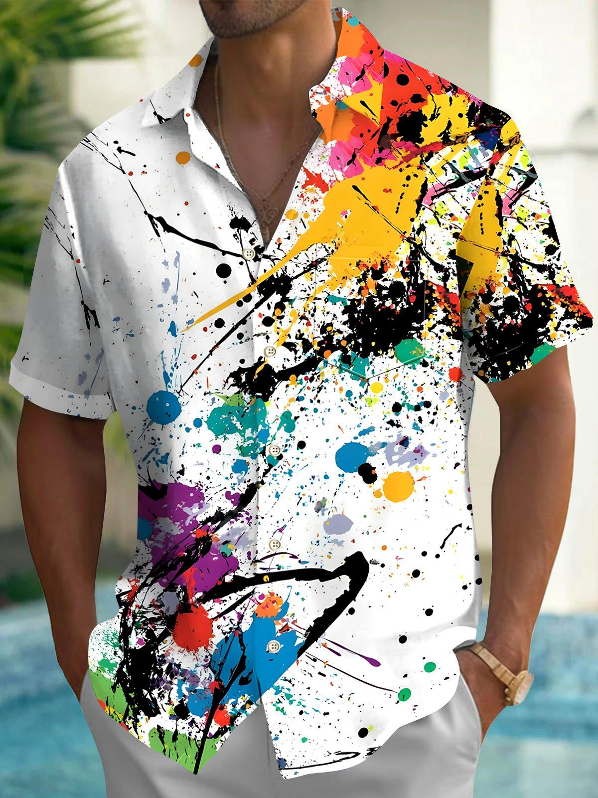 Tie Dye Men's Pocket Short Sleeve Shirts