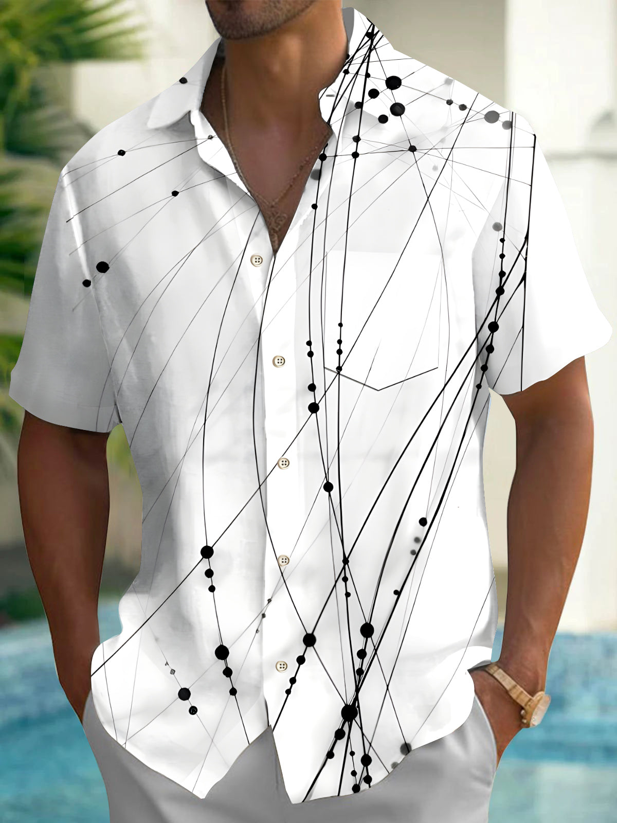 Geometry Men's Pocket Short Sleeve Shirts
