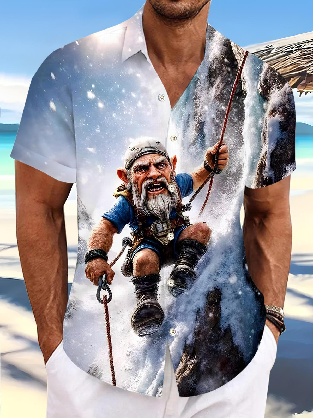 Climbing Snow-Capped Mountains Men's Pocket Short Sleeve Shirts