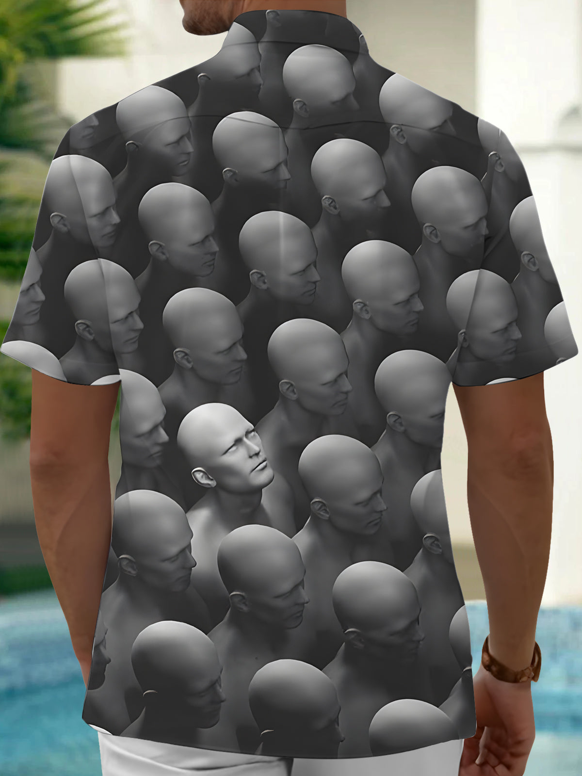 Portrait Art Print Men's Pocket Short Sleeve Shirts