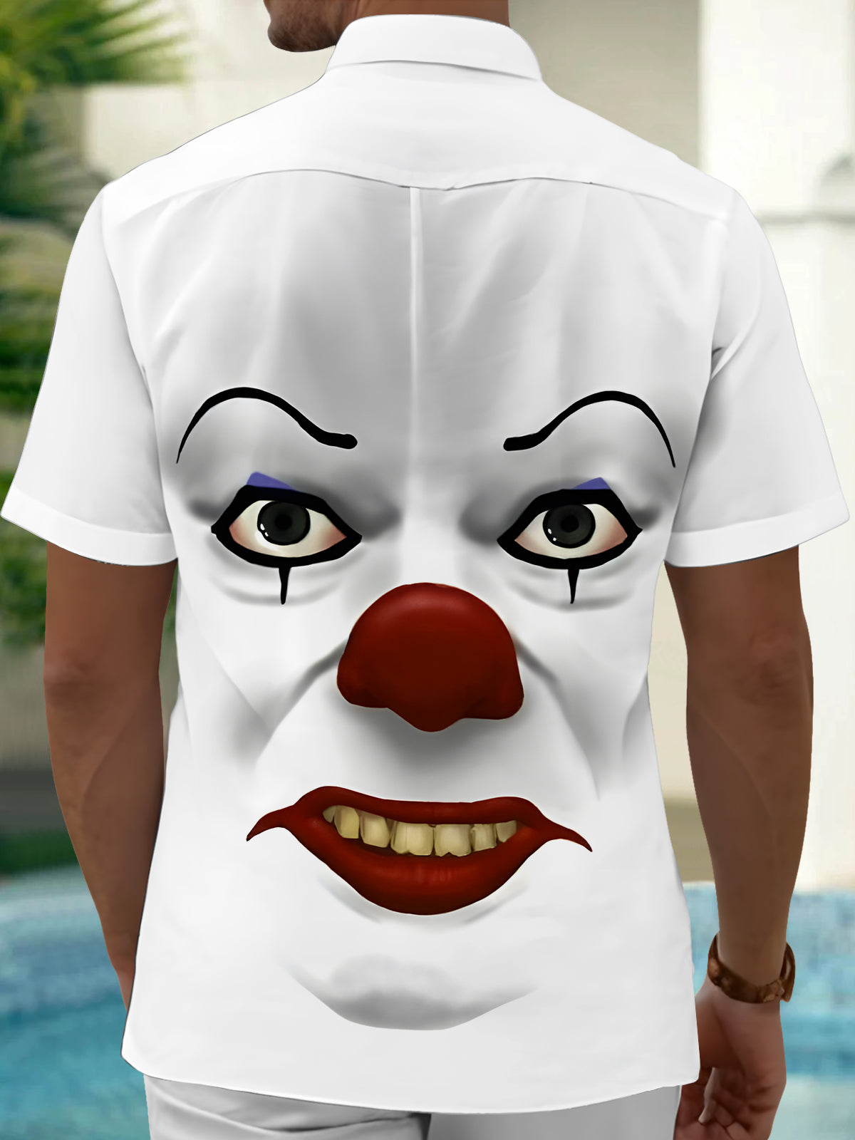 Joker Print Men's Pocket Short Sleeve Shirts