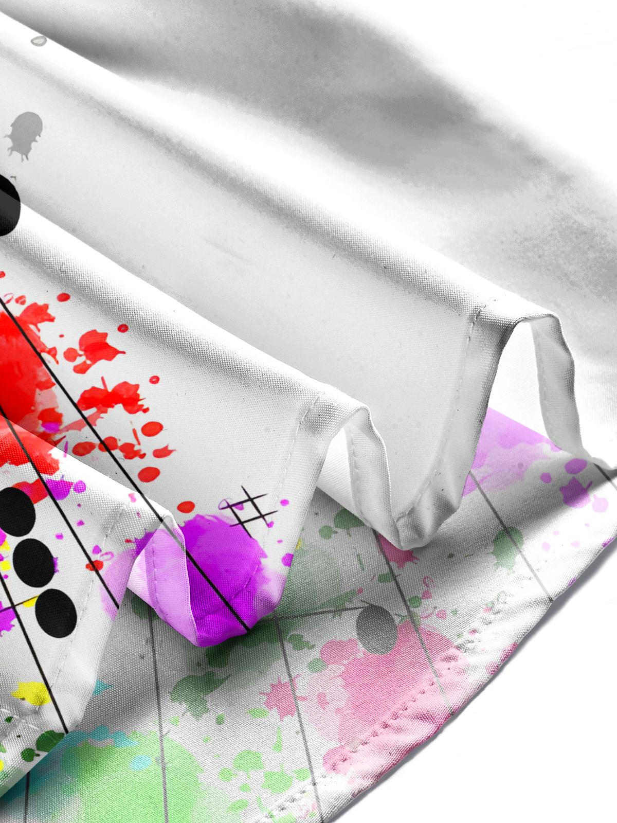 Note Print Men's Pocket Short Sleeve Shirts