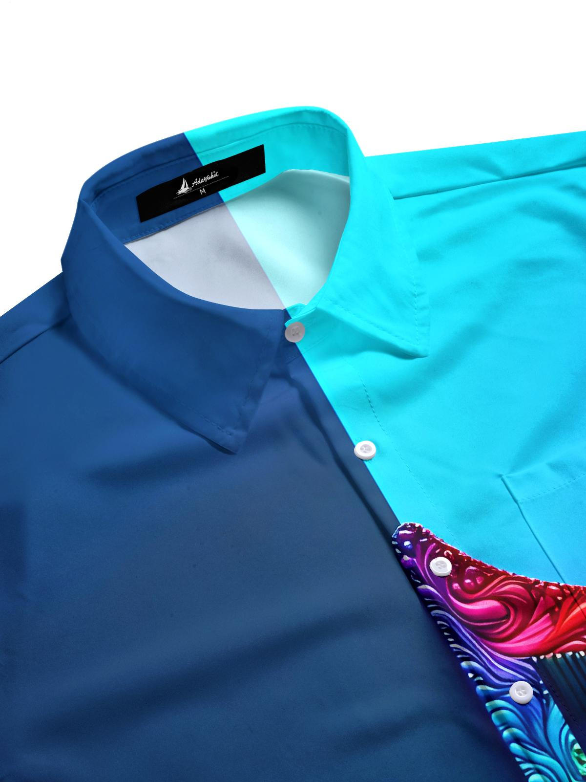 Musical Note Men's Pocket Long Sleeve Shirts