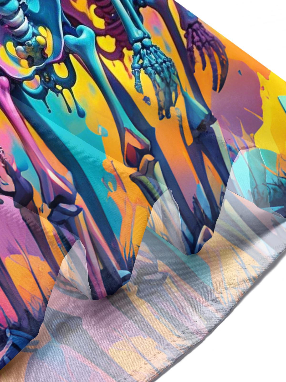 Skull Print Men's Pocket Short Sleeve Shirts