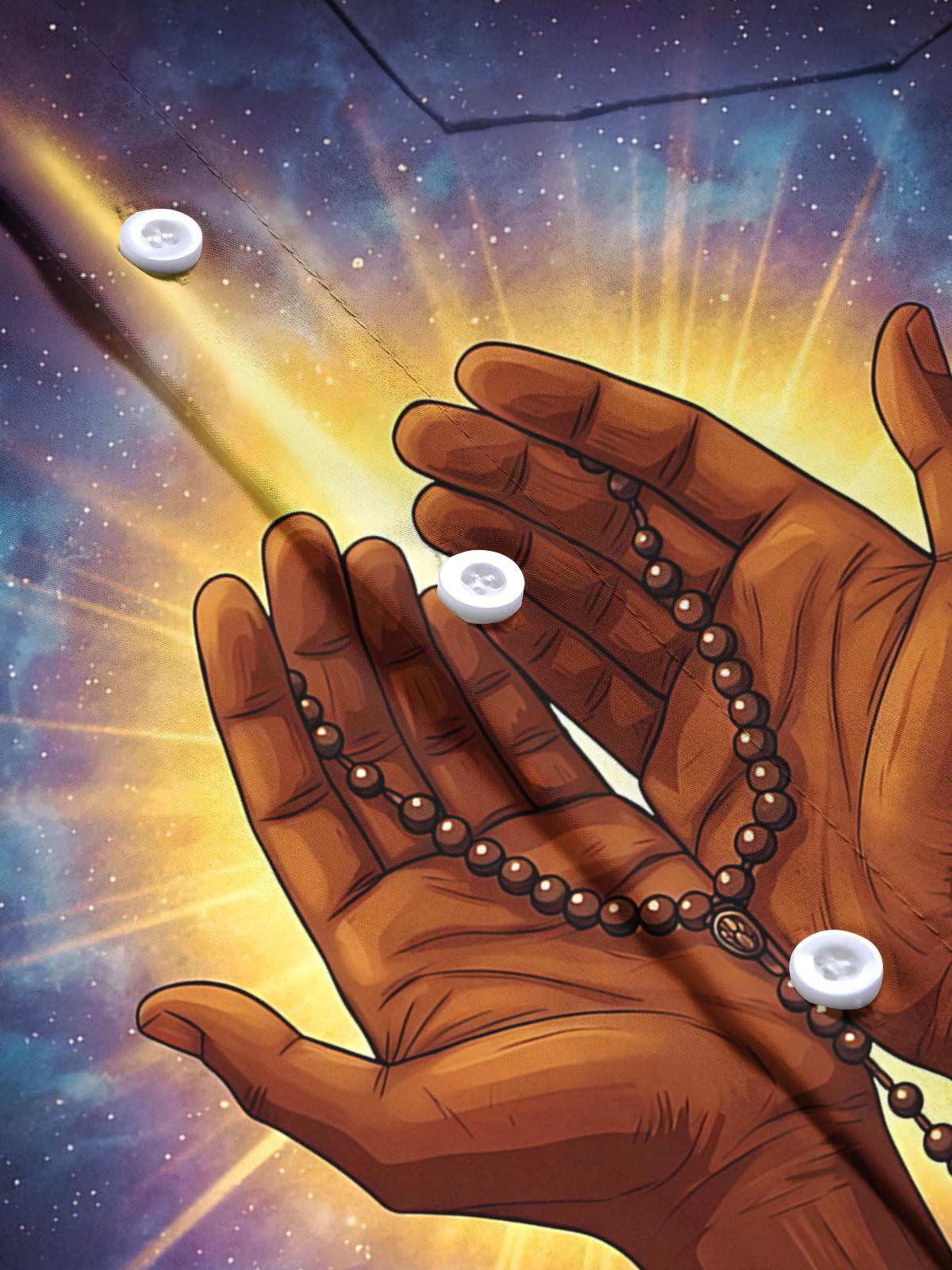 Christian Cross Print Men's Pocket Long Sleeve Shirts