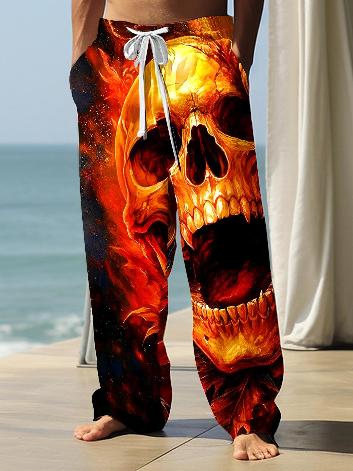 Skull Men's Casual Elastic Waist Pants