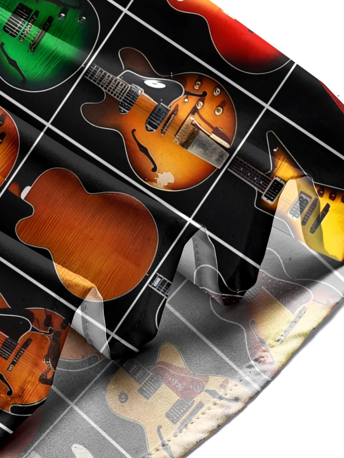 Guitar Print Men's Pocket Short Sleeve Shirts