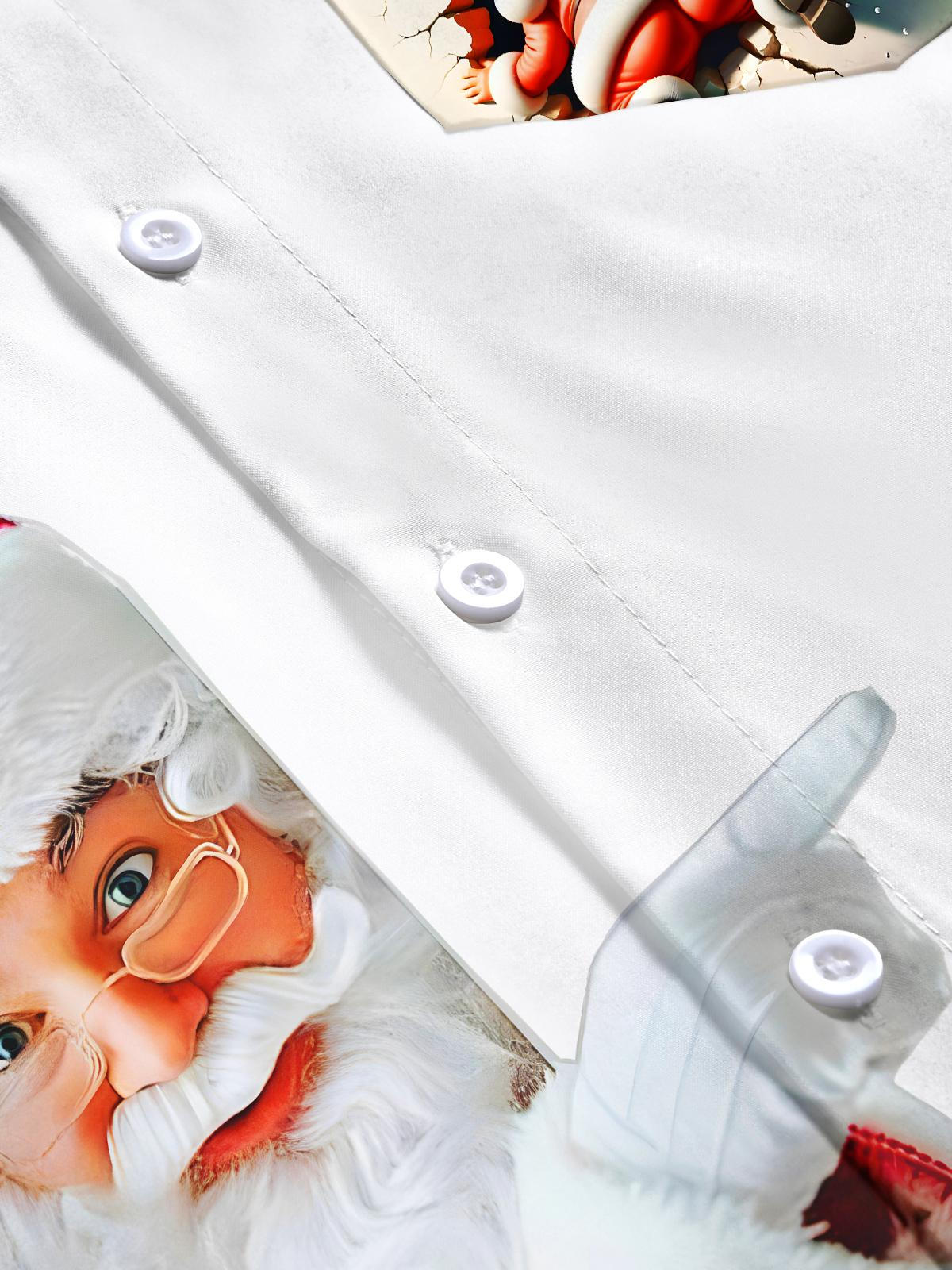 Funny Santa Claus Christmas Xmas Men's Pocket Short Sleeve Cuban Collar Shirts