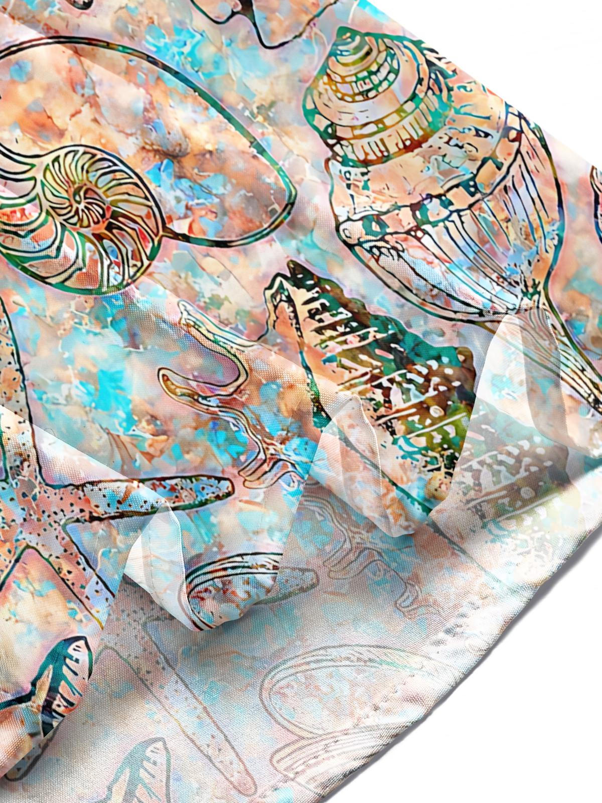 Shell Print Men's Pocket Short Sleeve Shirts