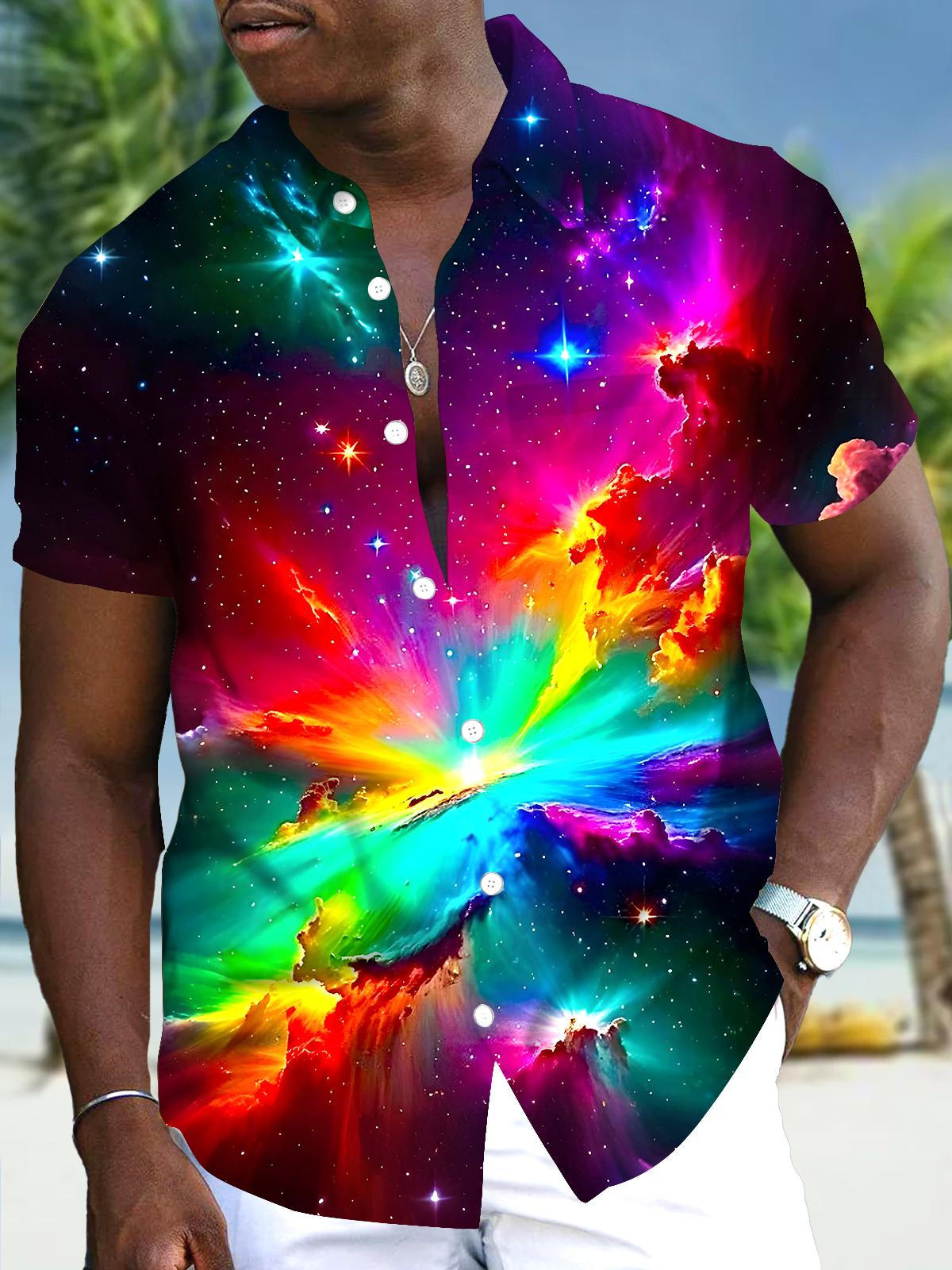 Tie Dye Men's Pocket Short Sleeve Shirts