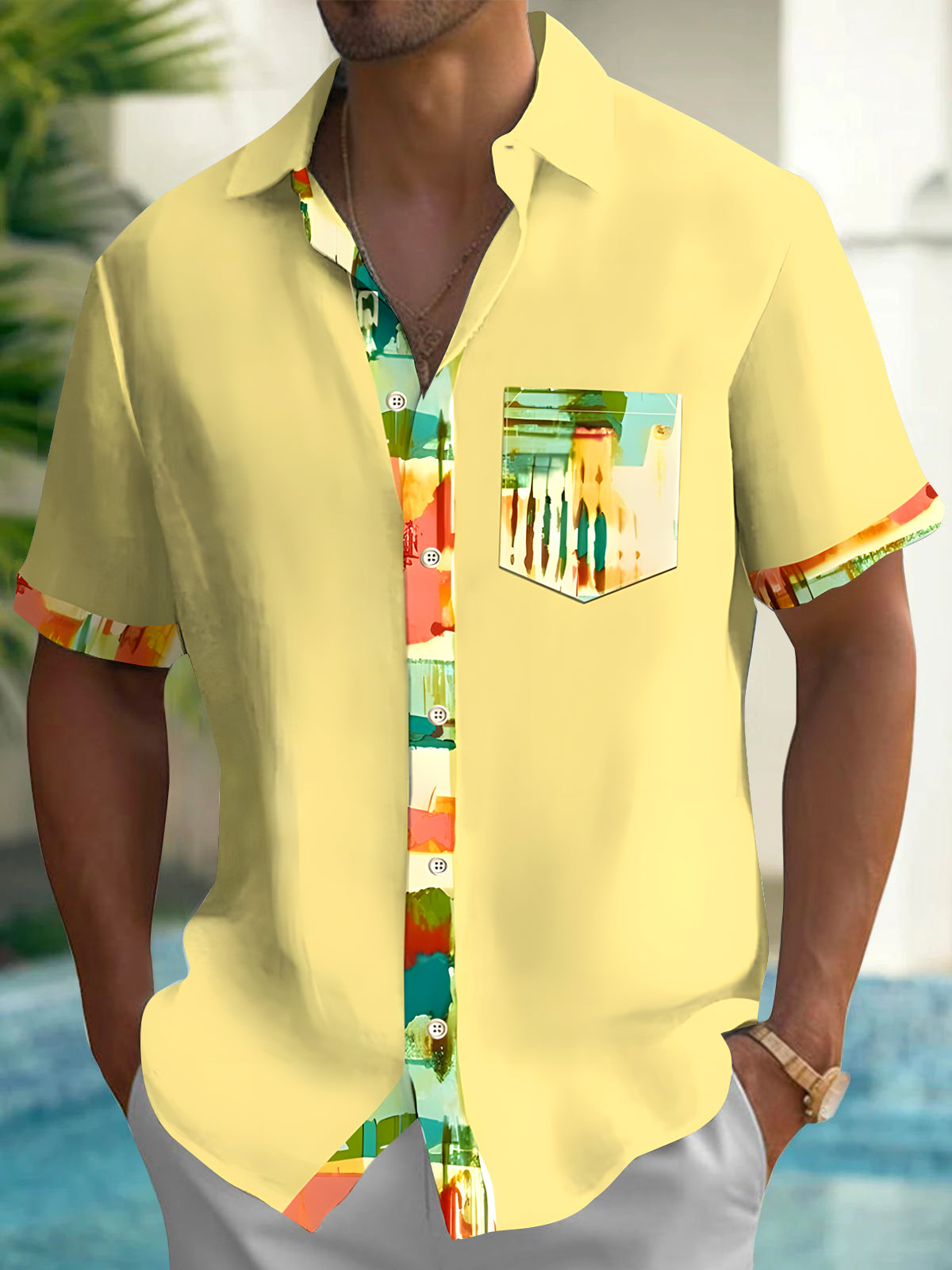 Tie Dye Men's Pocket Short Sleeve Shirts